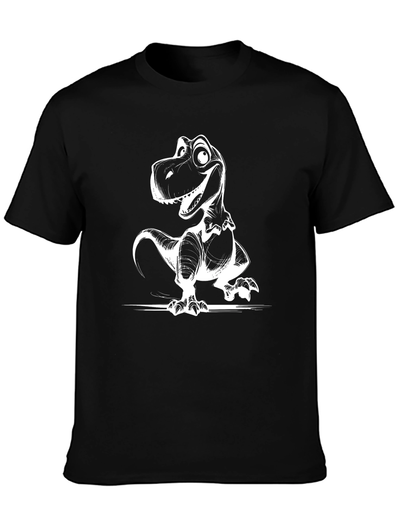 Black Dino T-Shirt - Cartoon Dinosaur Graphic Tee view 3