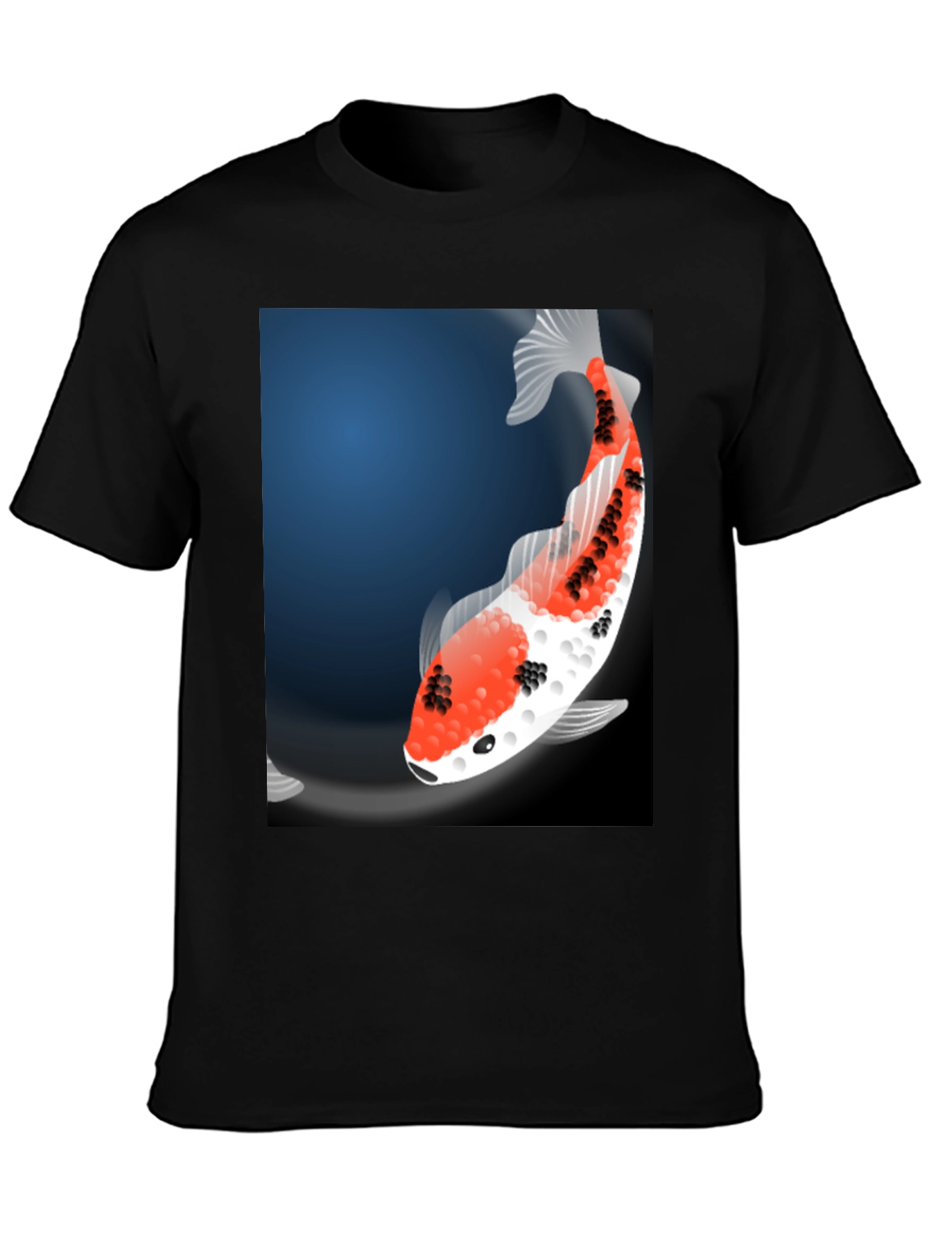 Black Koi Fish Graphic Tee - Black Casual T-Shirt view 3