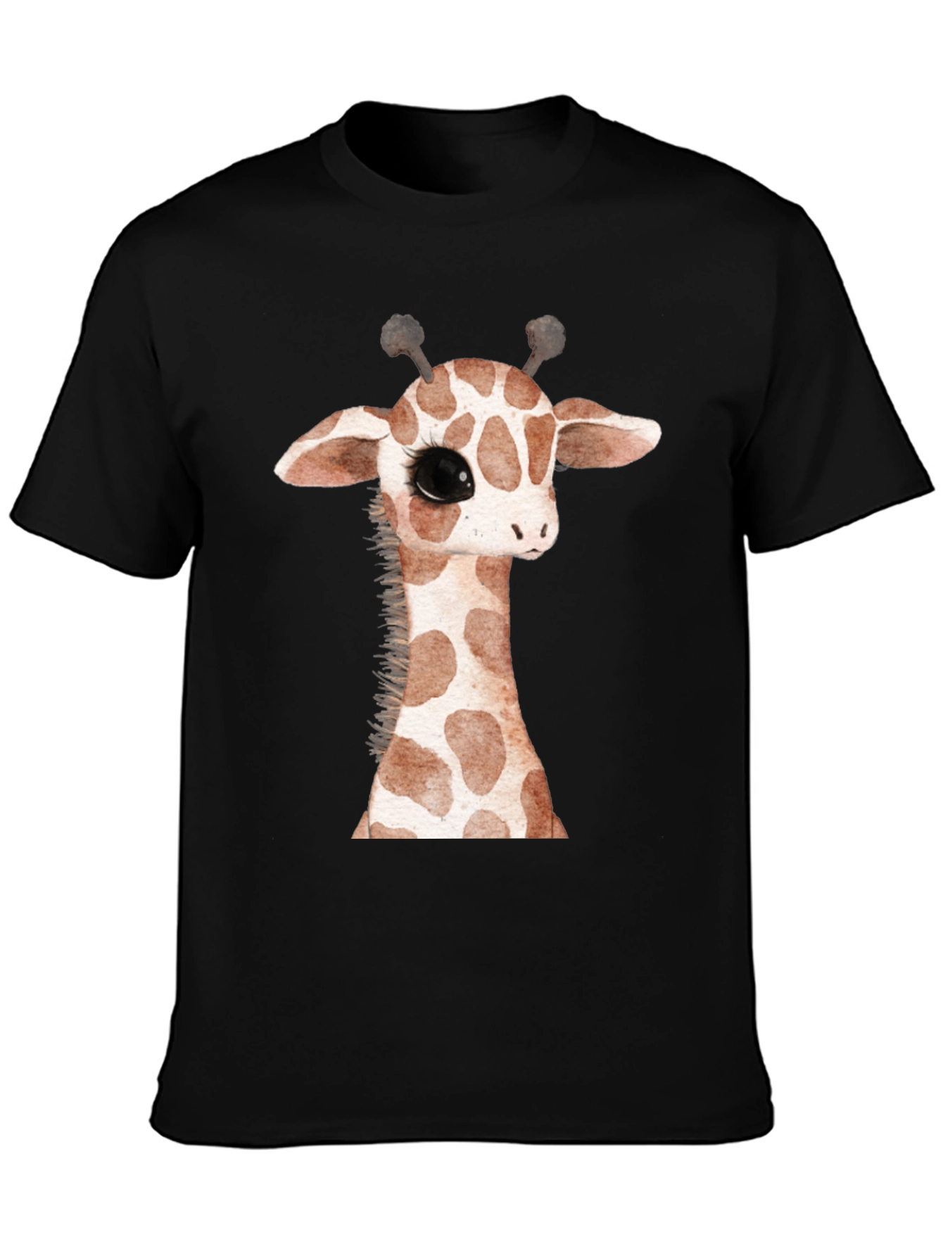 Black Cute Giraffe Graphic Print Black T-Shirt view 3