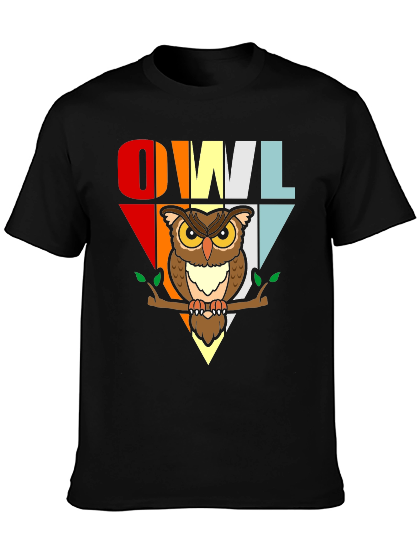 Black Retro Owl T-Shirt - Cute Bird Graphic Tee view 3