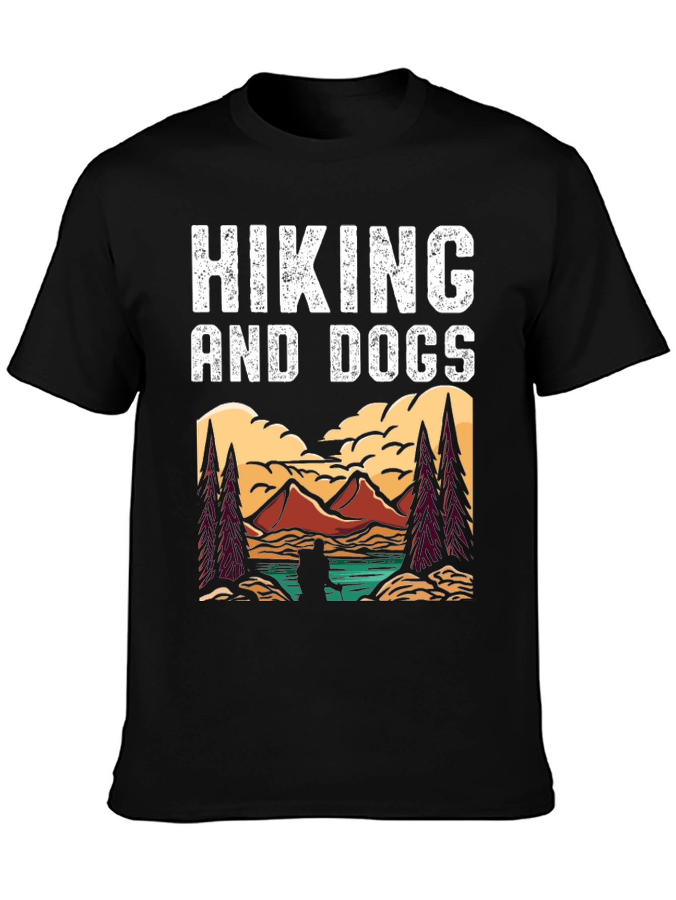 Black Hiking and Dogs Graphic Tee view 3