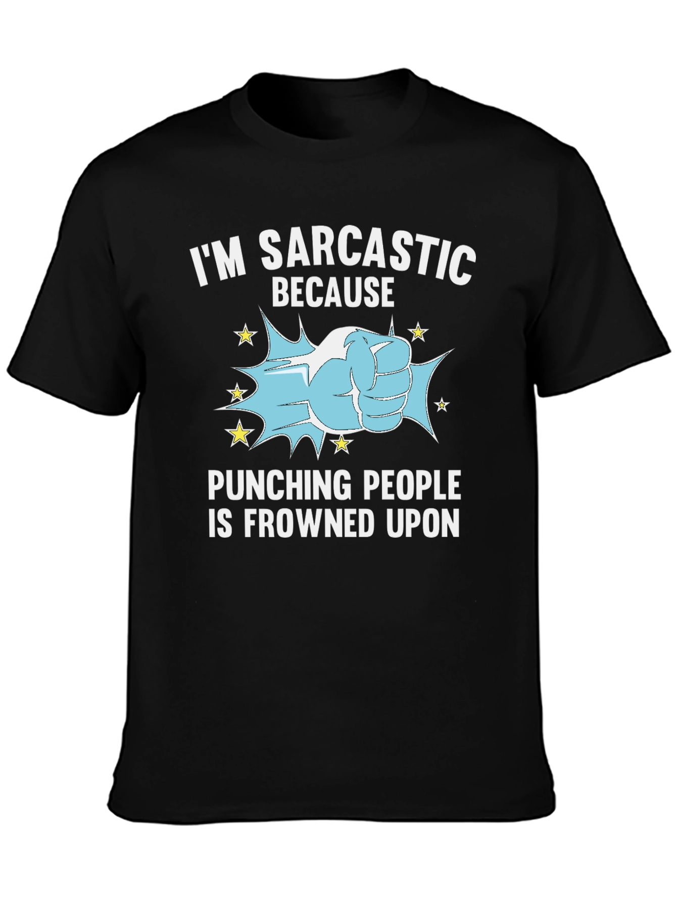 Black Sarcastic Punch T-Shirt: Funny Graphic Tee for Men view 3