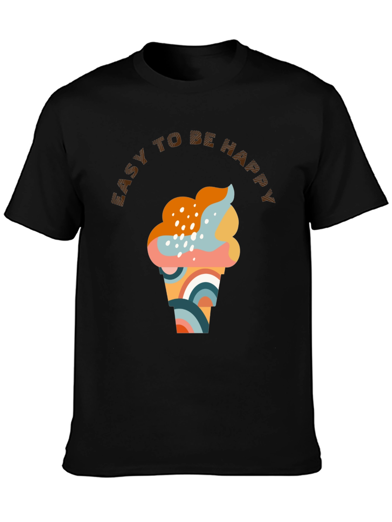 Black Easy To Be Happy Graphic Tee view 3