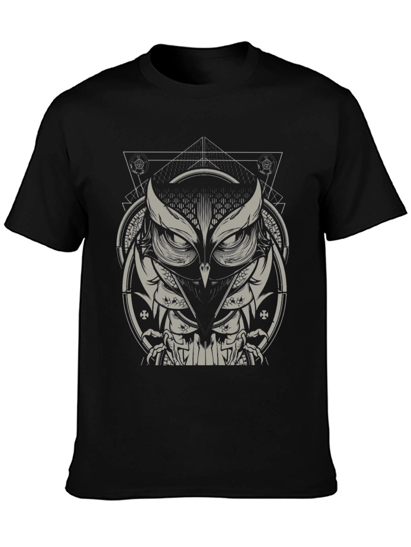 Black Owl Geometric Graphic Tee - Mens Black T-Shirt view 3