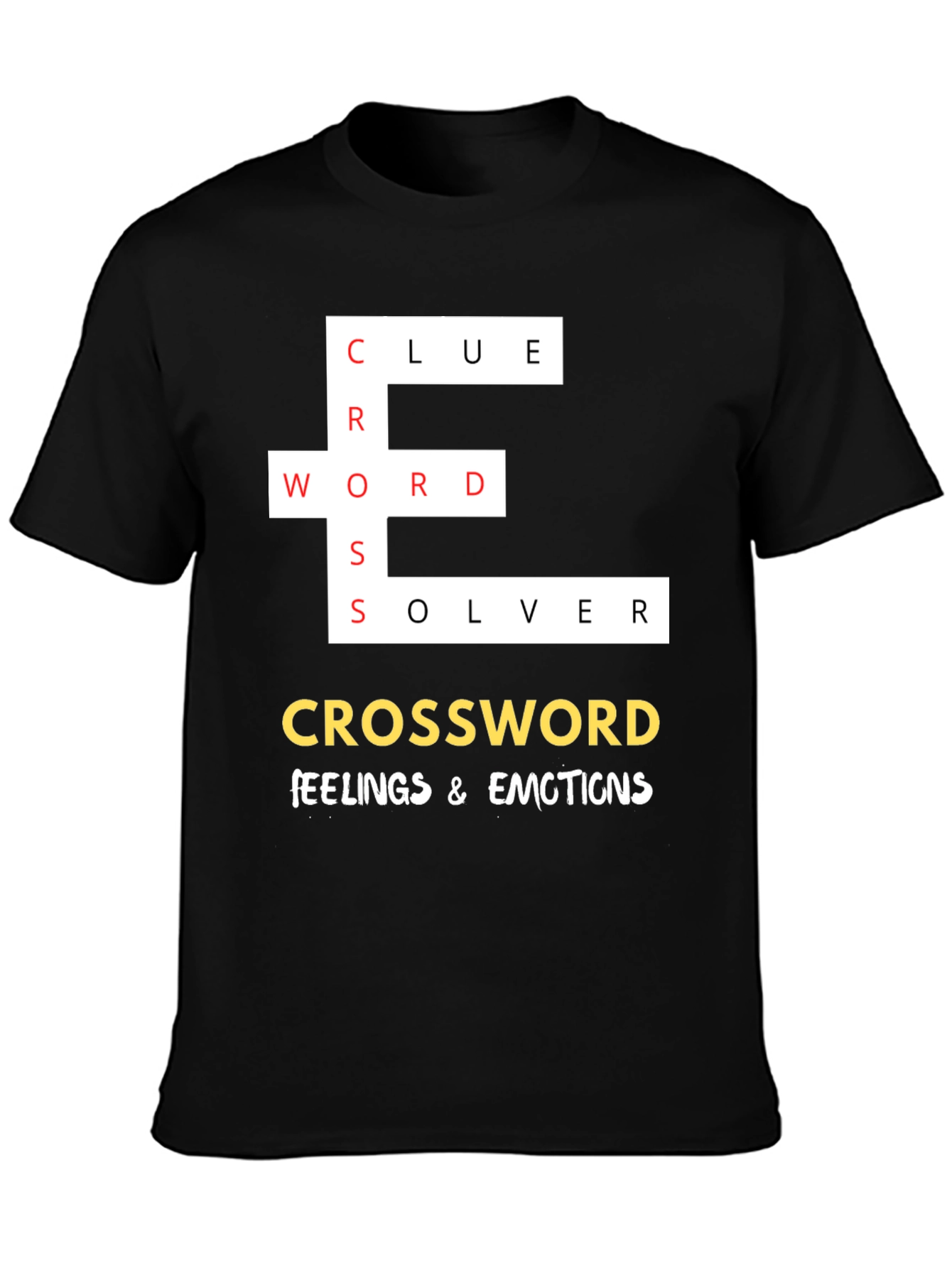 Black Crossword Puzzle T-Shirt - Feelings & Emotions view 3