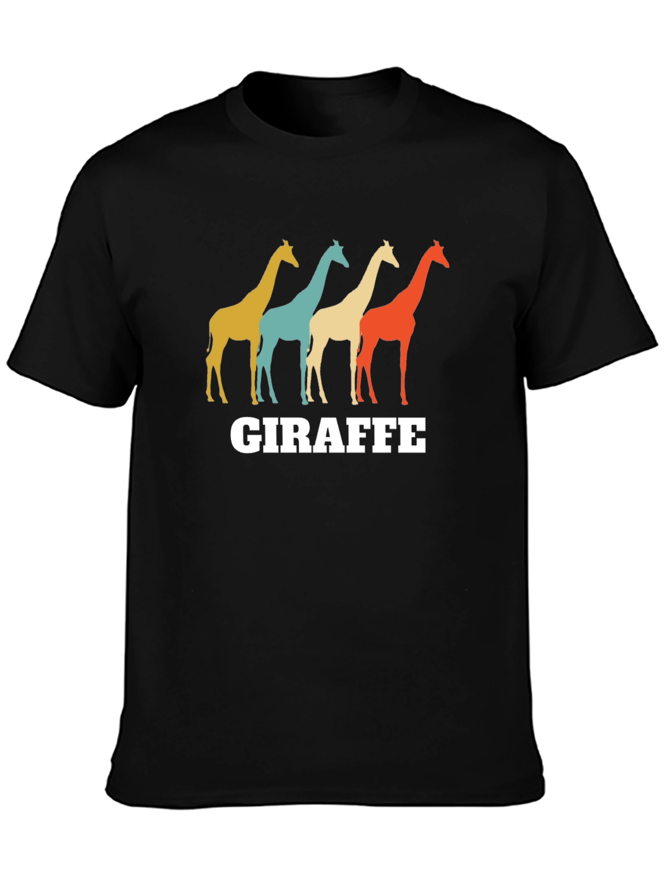Black Retro Giraffe Graphic T-Shirt - Unisex Crew Neck view 3