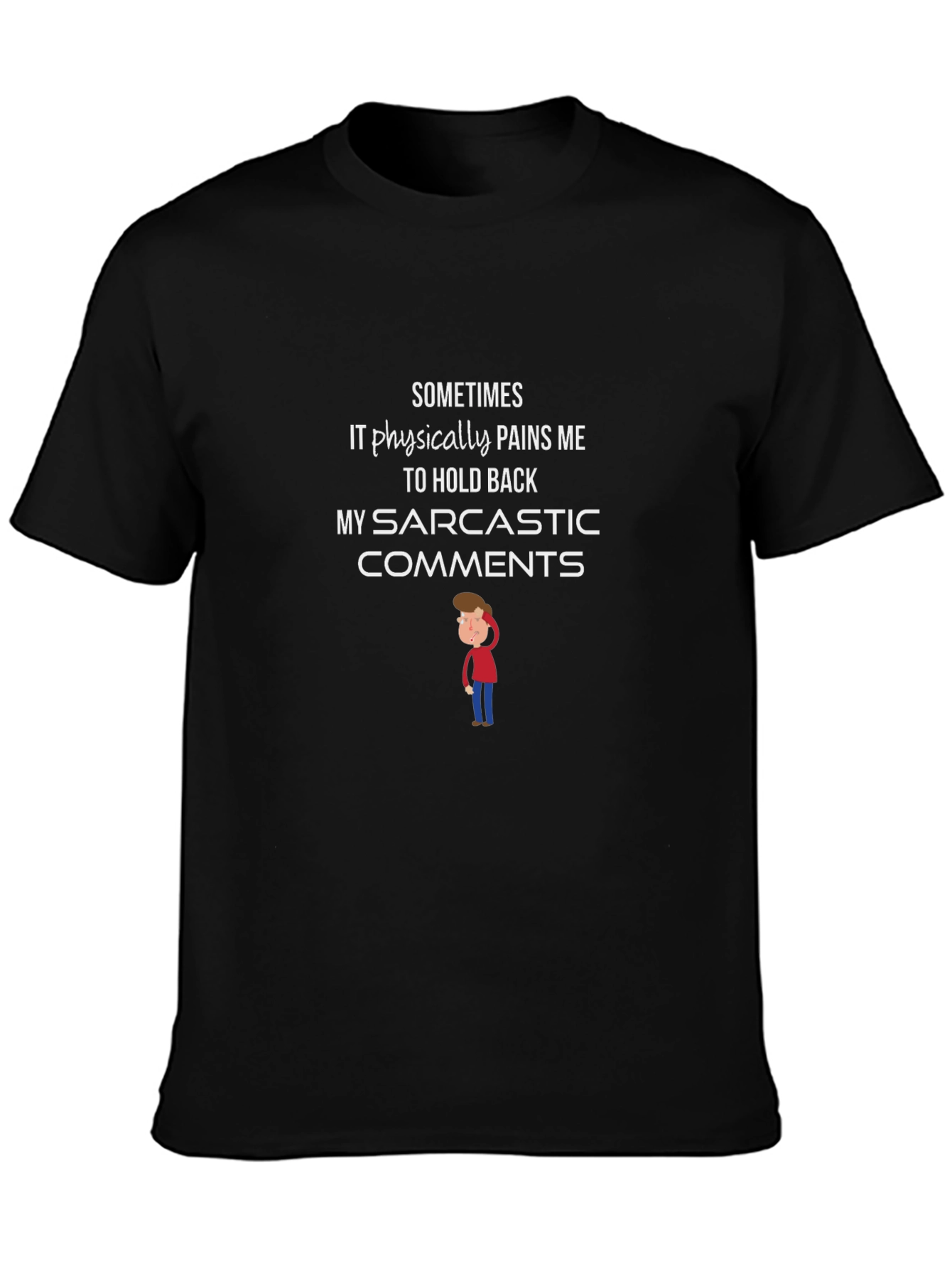 Black Sarcastic Comments Graphic T-Shirt - Black Cotton Tee view 3