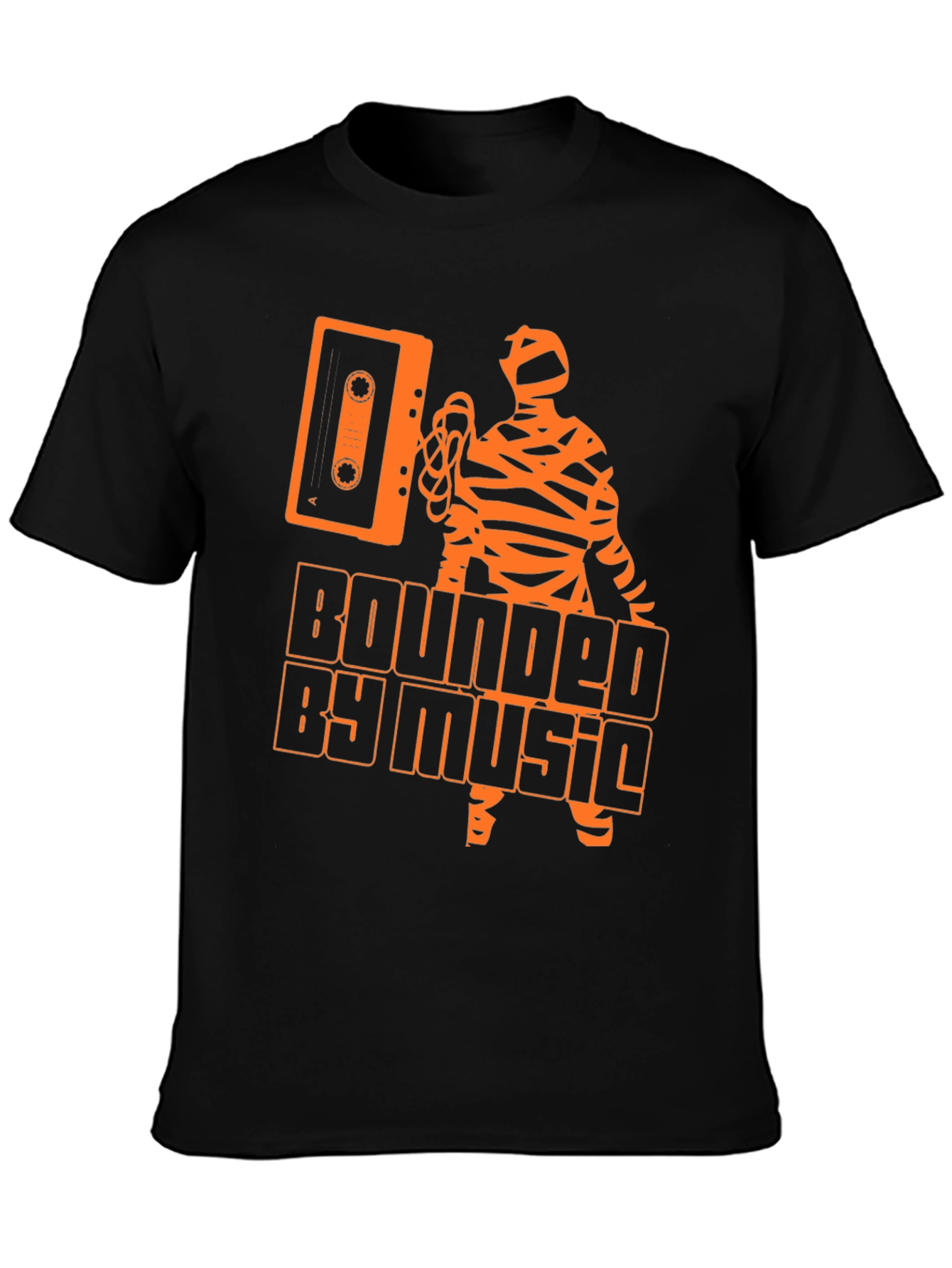 Black Bounded by Music Cassette Tape Mummy Graphic T-Shirt view 3