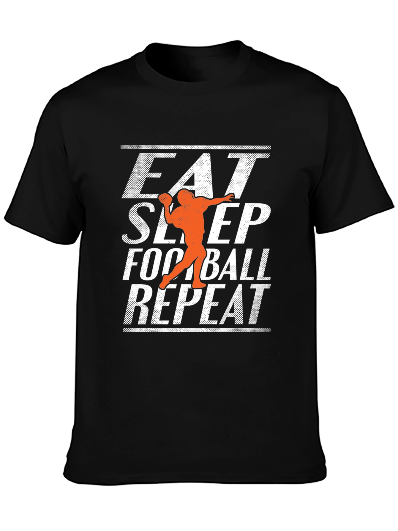 Black Eat Sleep Football Repeat Graphic Tee - Black Cotton T-Shirt view 3