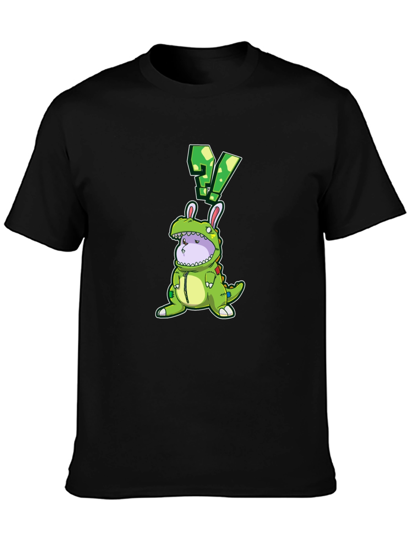 Black Dino Bunny Costume Graphic Tee - Quirky Novelty Design view 3
