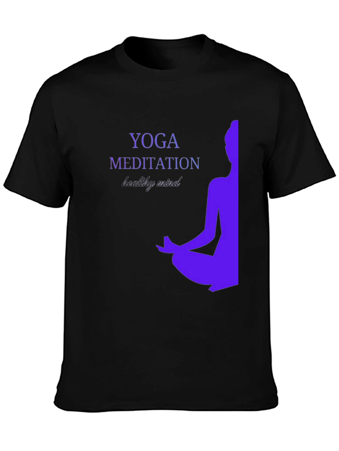 Black Yoga Meditation T-Shirt - Healthy Mind Design view 3