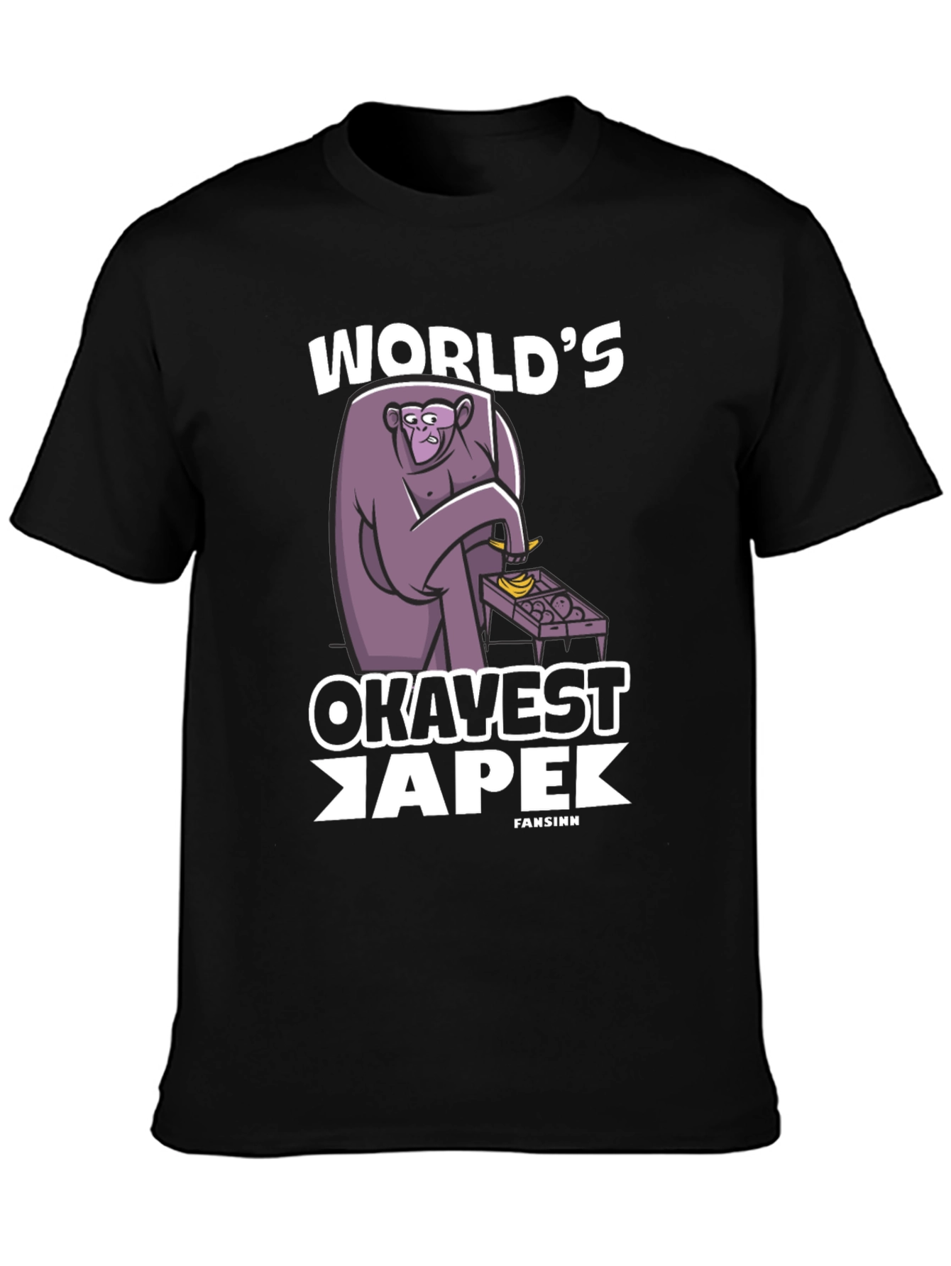 Black World's Okavest Ape T-Shirt - Funny Monkey Tee view 3