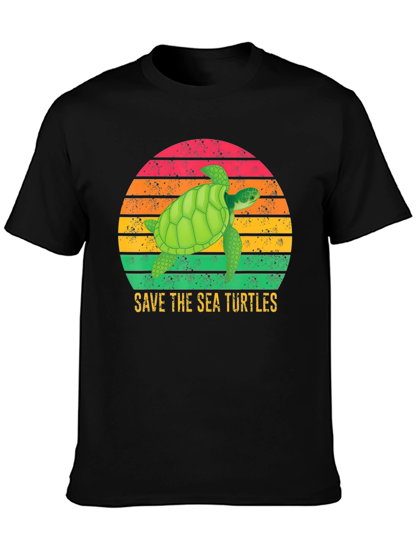 Black Save The Sea Turtles T-Shirt view 3
