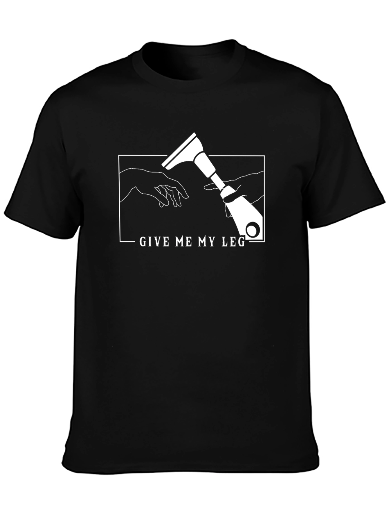Black Give Me My Leg Funny T-Shirt view 3