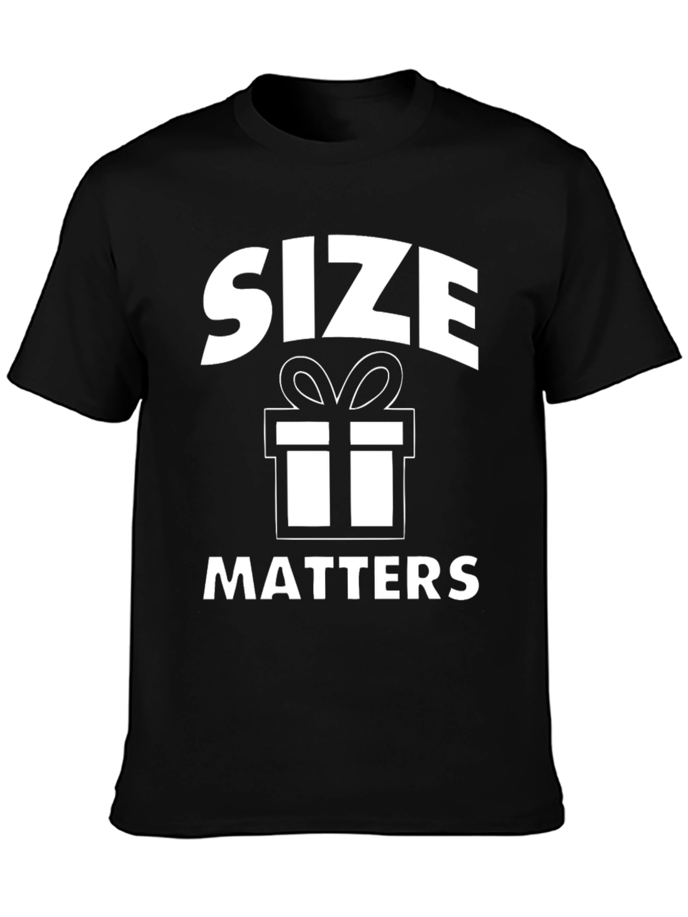 Black Funny 'Size Matters' Gift T-Shirt view 3