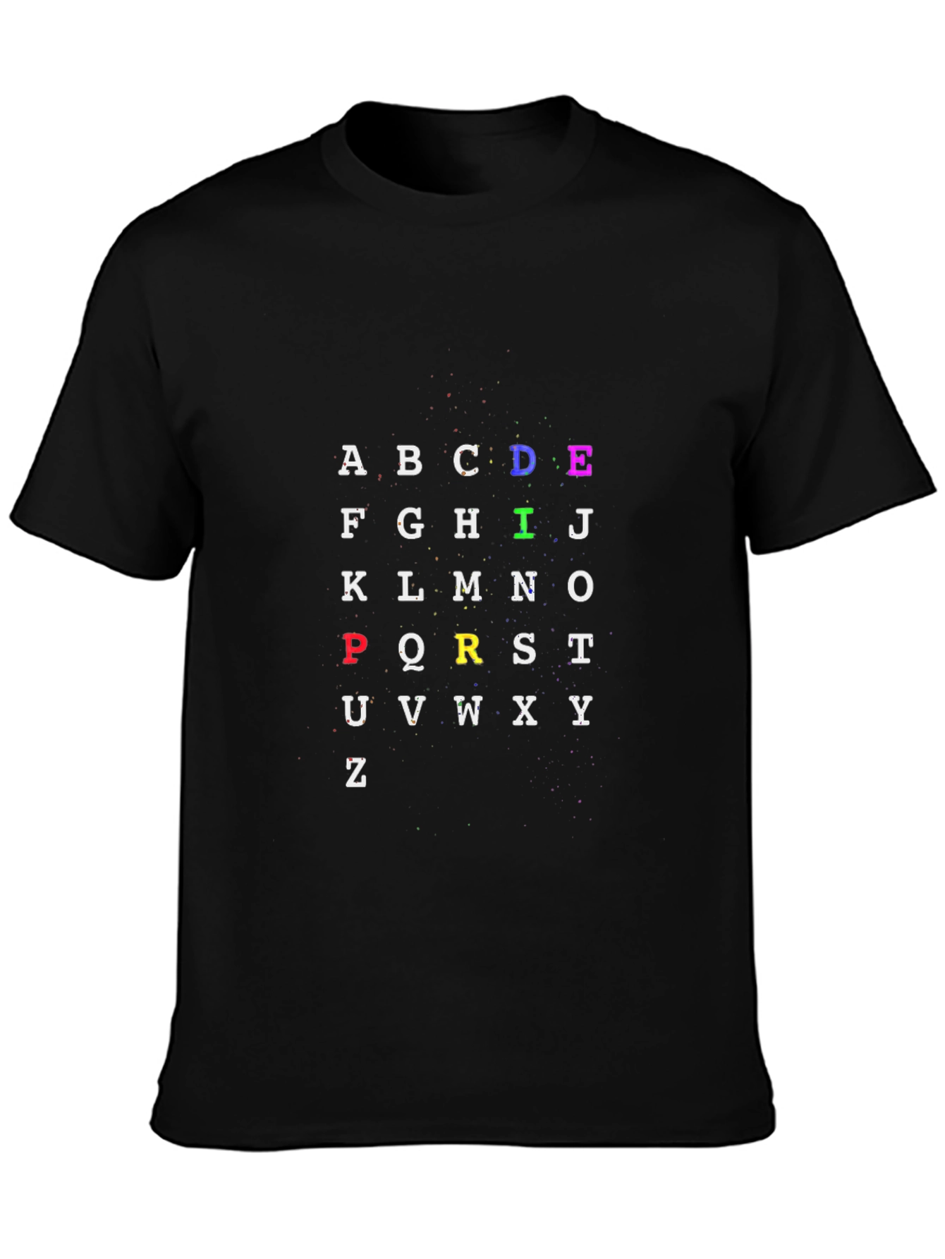 Black Alphabet Rainbow T-Shirt - Fun Colorful Design view 3