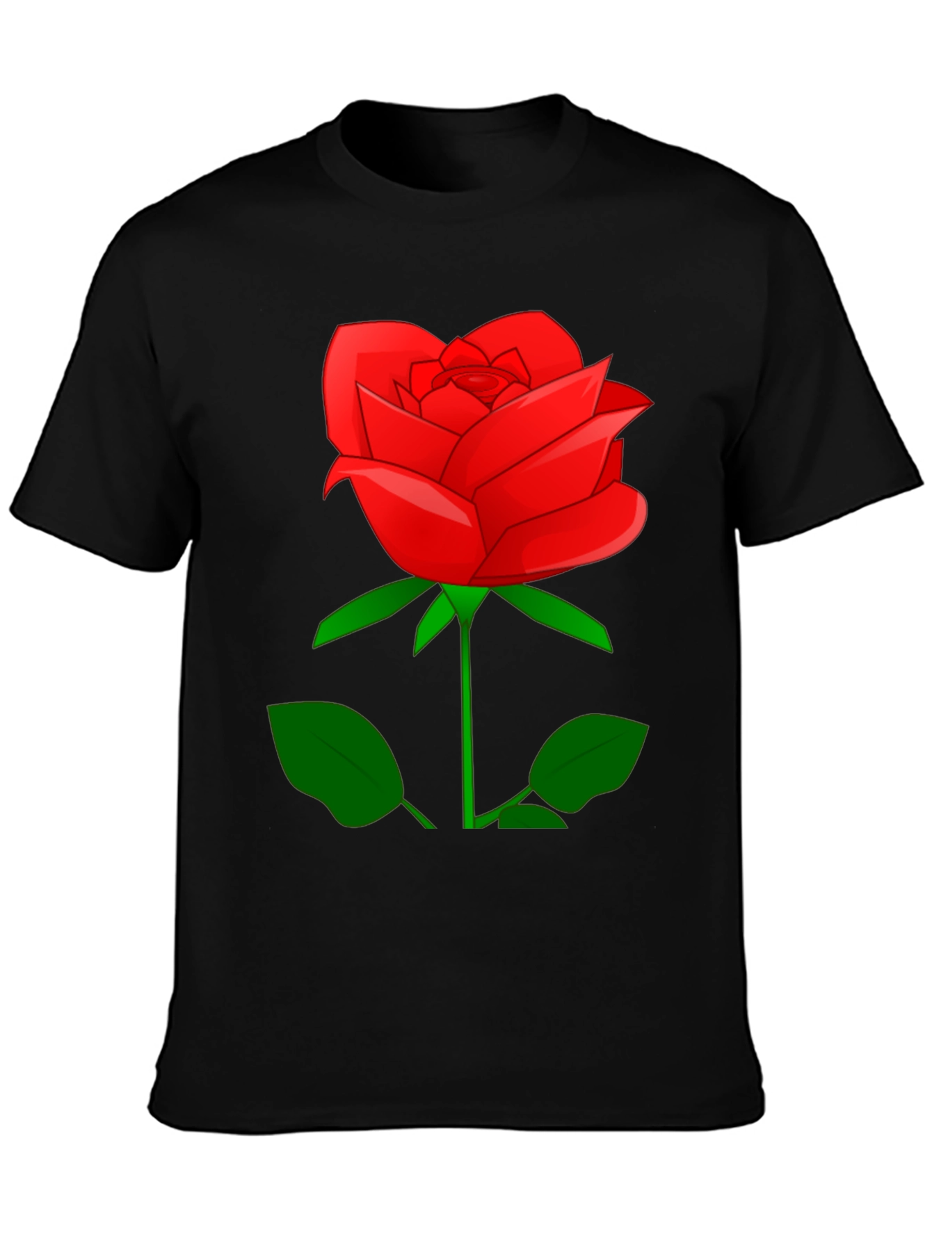 Black Red Rose Graphic Tee - Stylish Floral Print Shirt view 3