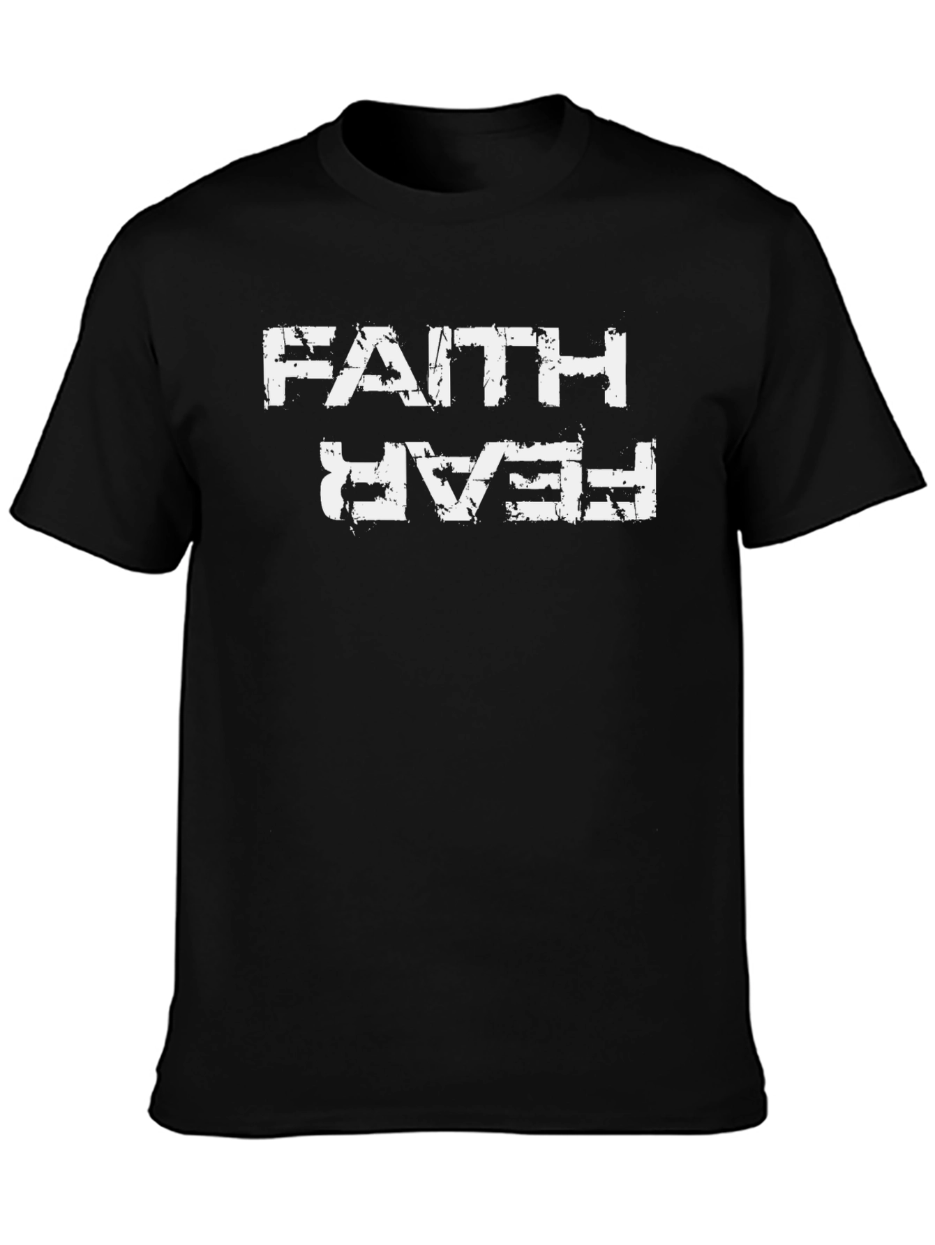 Black Faith Over Fear Graphic Tee - Black Cotton Blend view 3