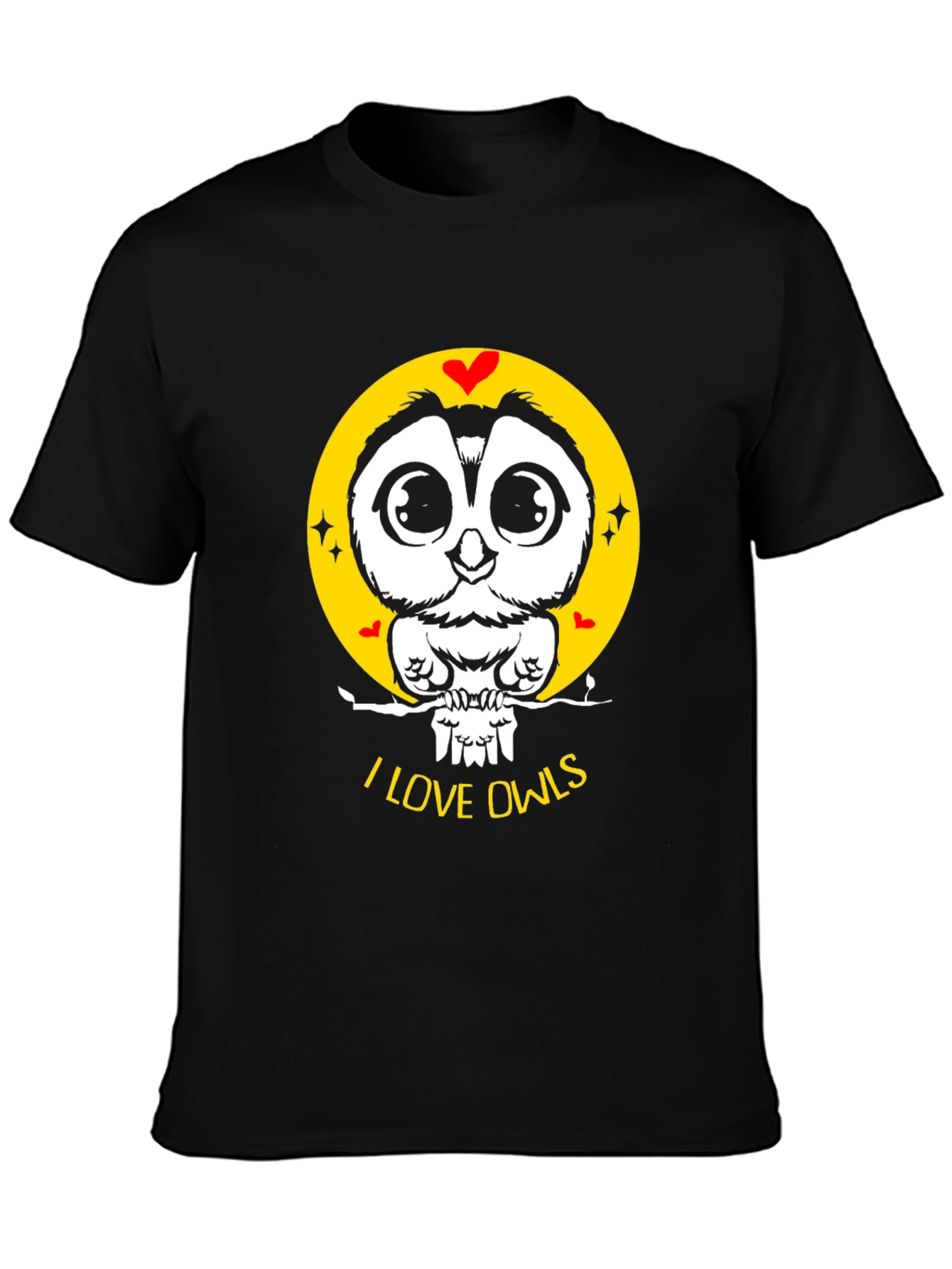 Black I Love Owls T-Shirt - Black Graphic Tee view 3