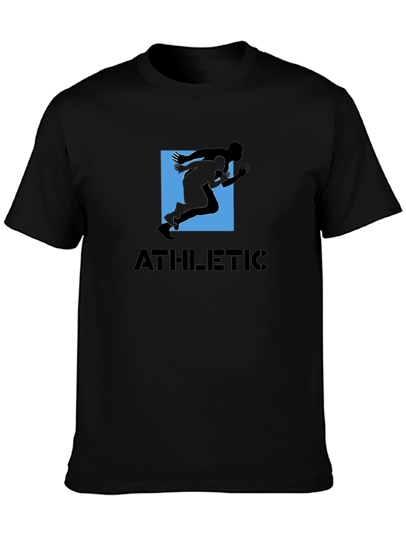 Black Athletic Graphic Tee - Black Cotton Blend Shirt view 3