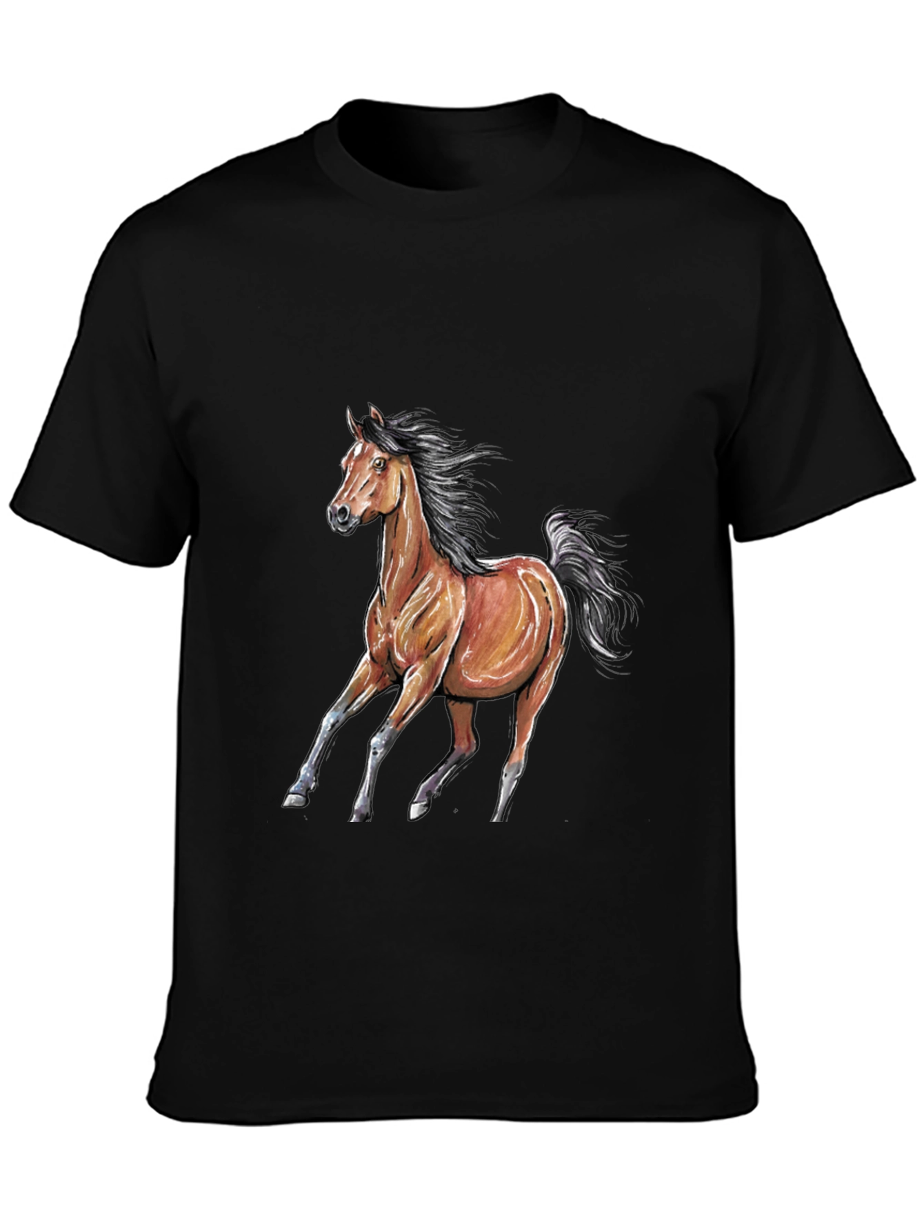 Black Horse Graphic Tee - Black Cotton Blend view 3