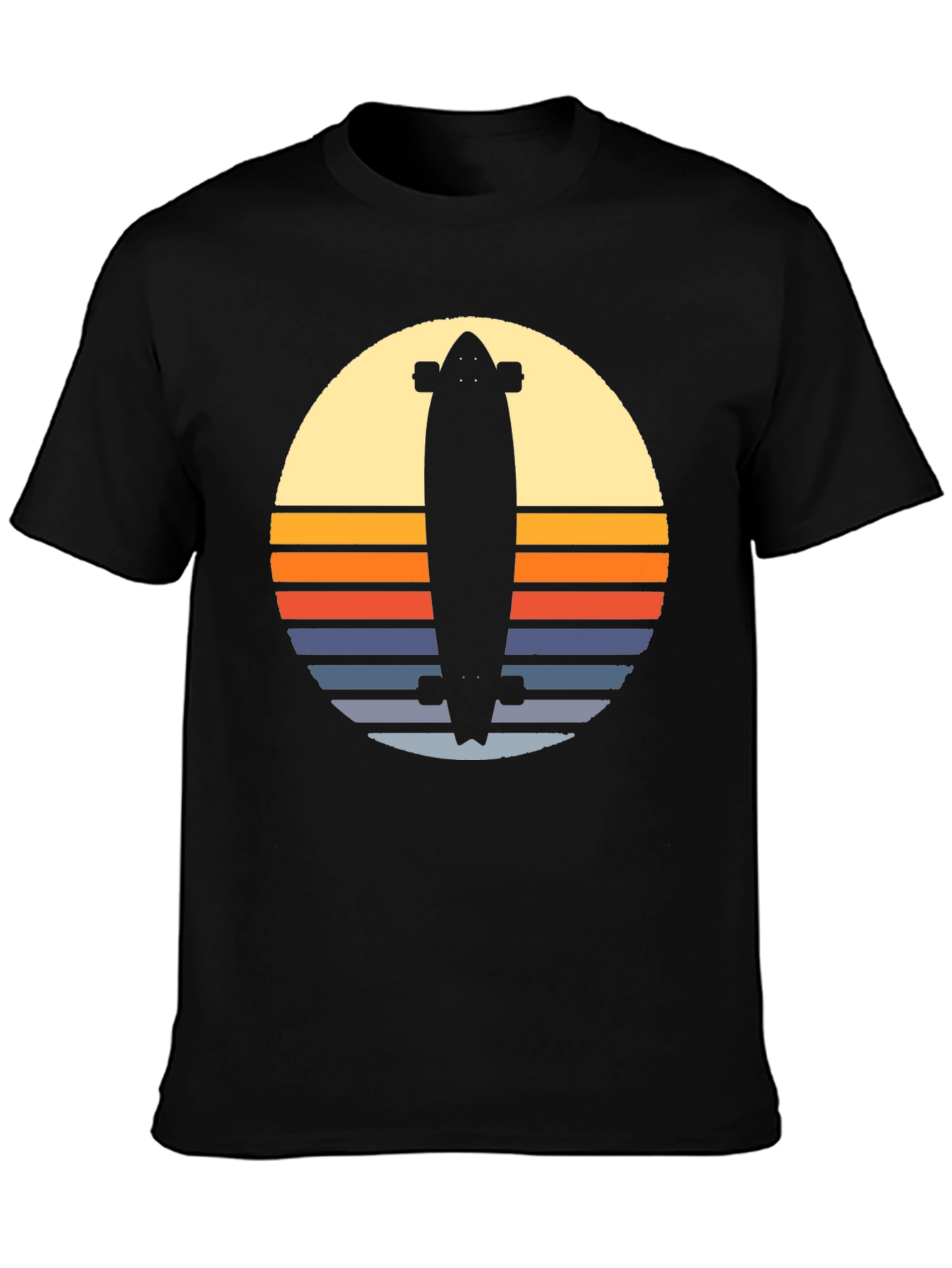 Black Retro Skateboard Sunset Graphic Tee - Black view 3