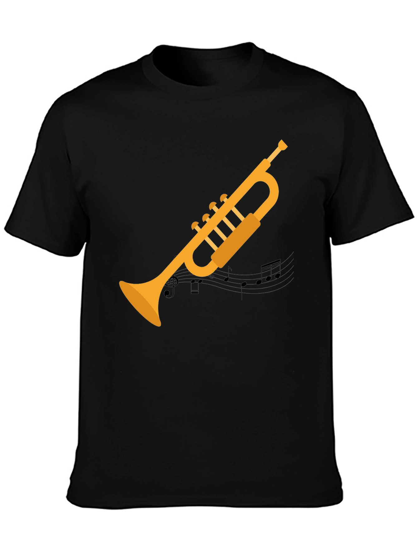 Black Trumpet Graphic Tee - Musician's Black T-Shirt view 3