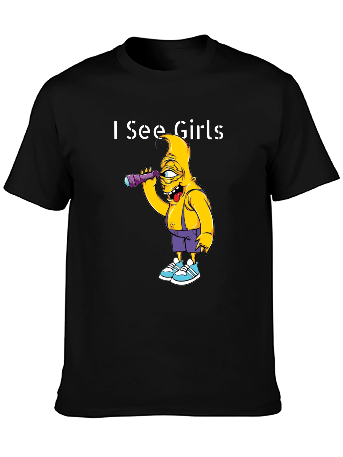 Black I See Girls Single Eye Cartoon T-Shirt view 3