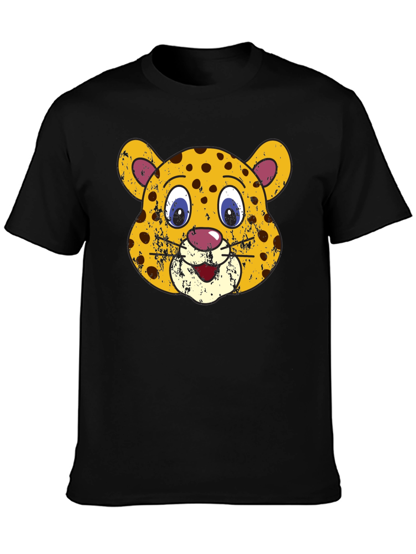Black Leopard Face Graphic Black T-Shirt view 3