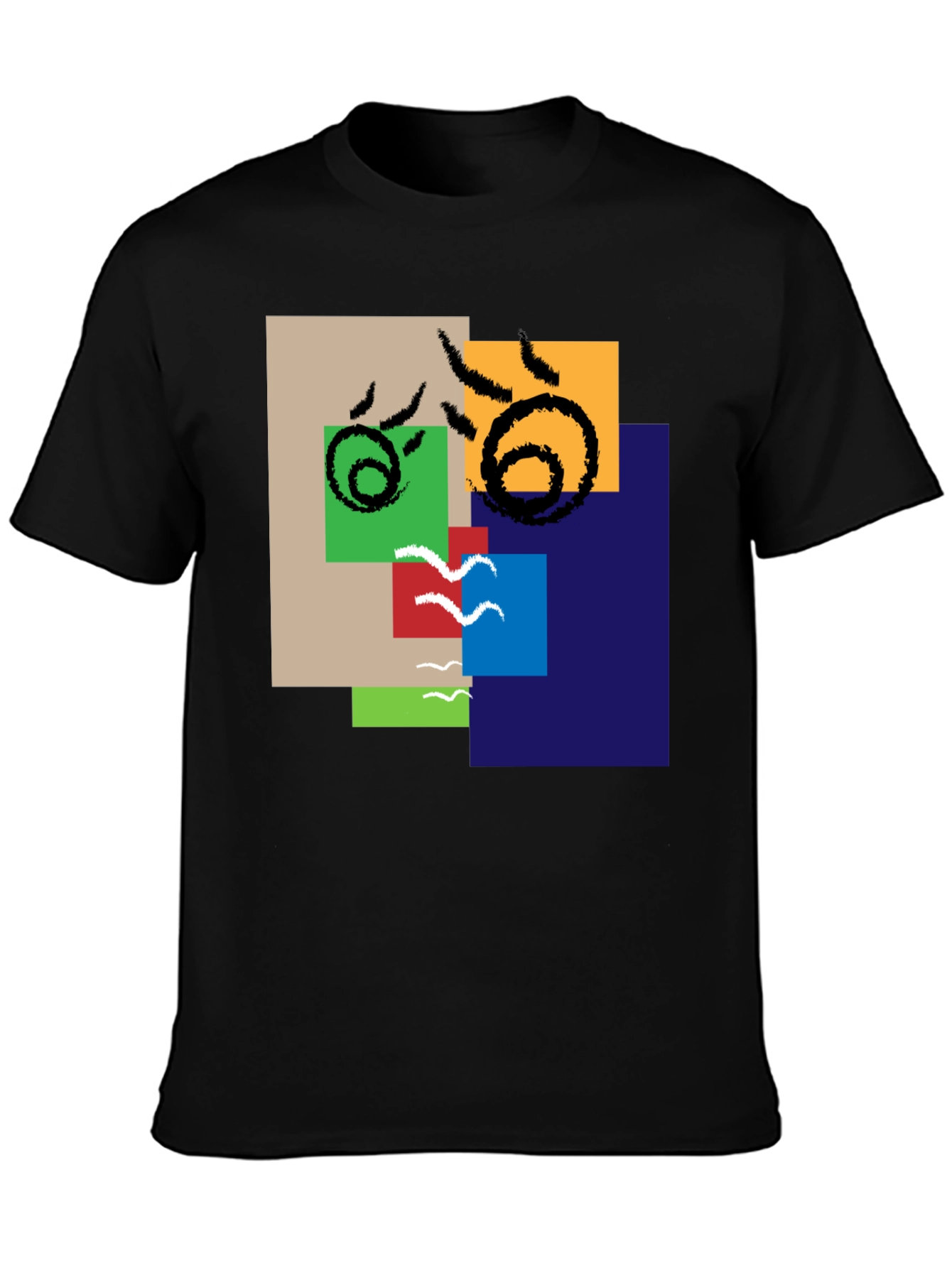 Black Abstract Squares Graphic Tee - Modern Art Shirt view 3
