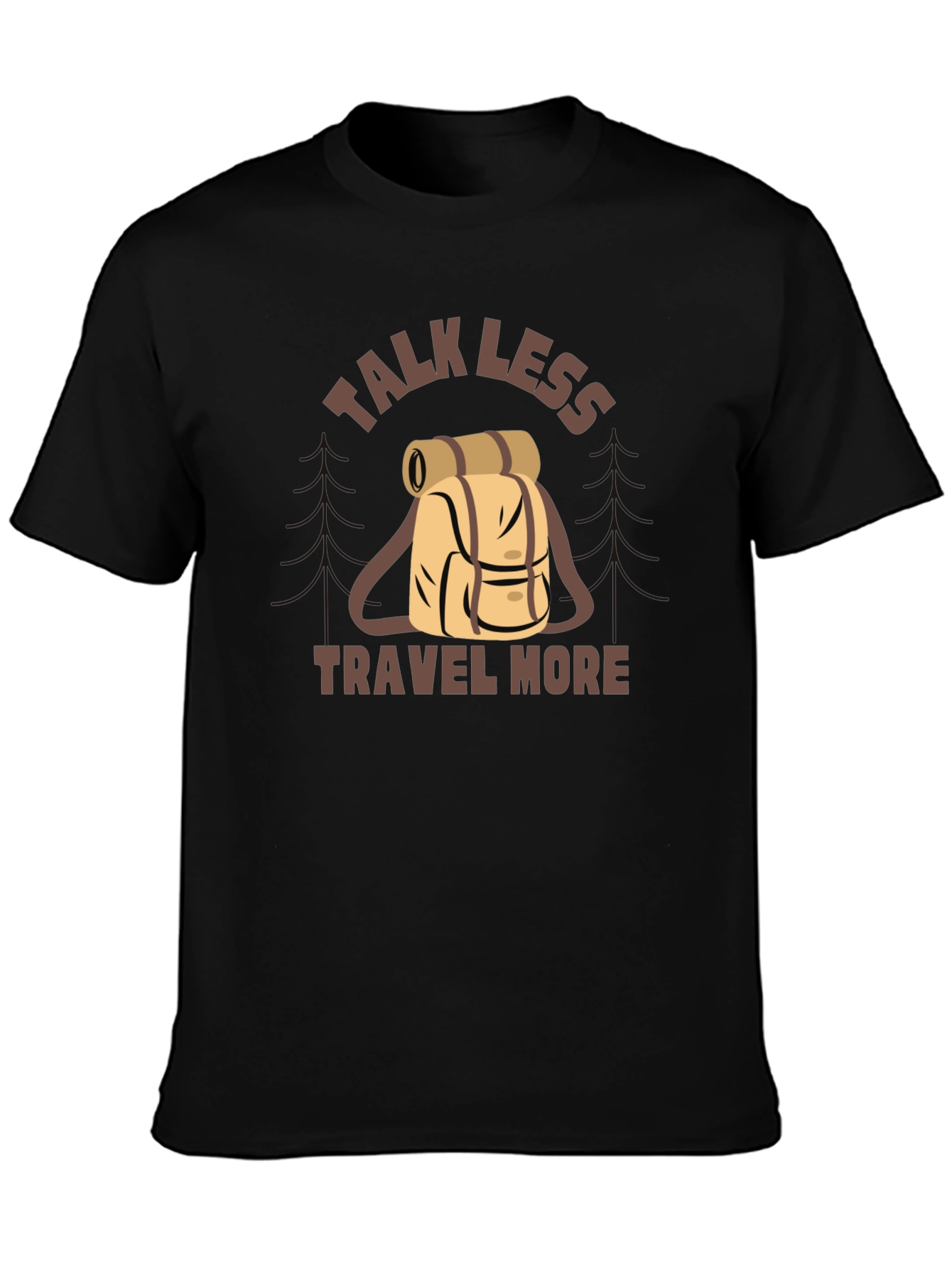 Black Talk Less Travel More Graphic Tee view 3
