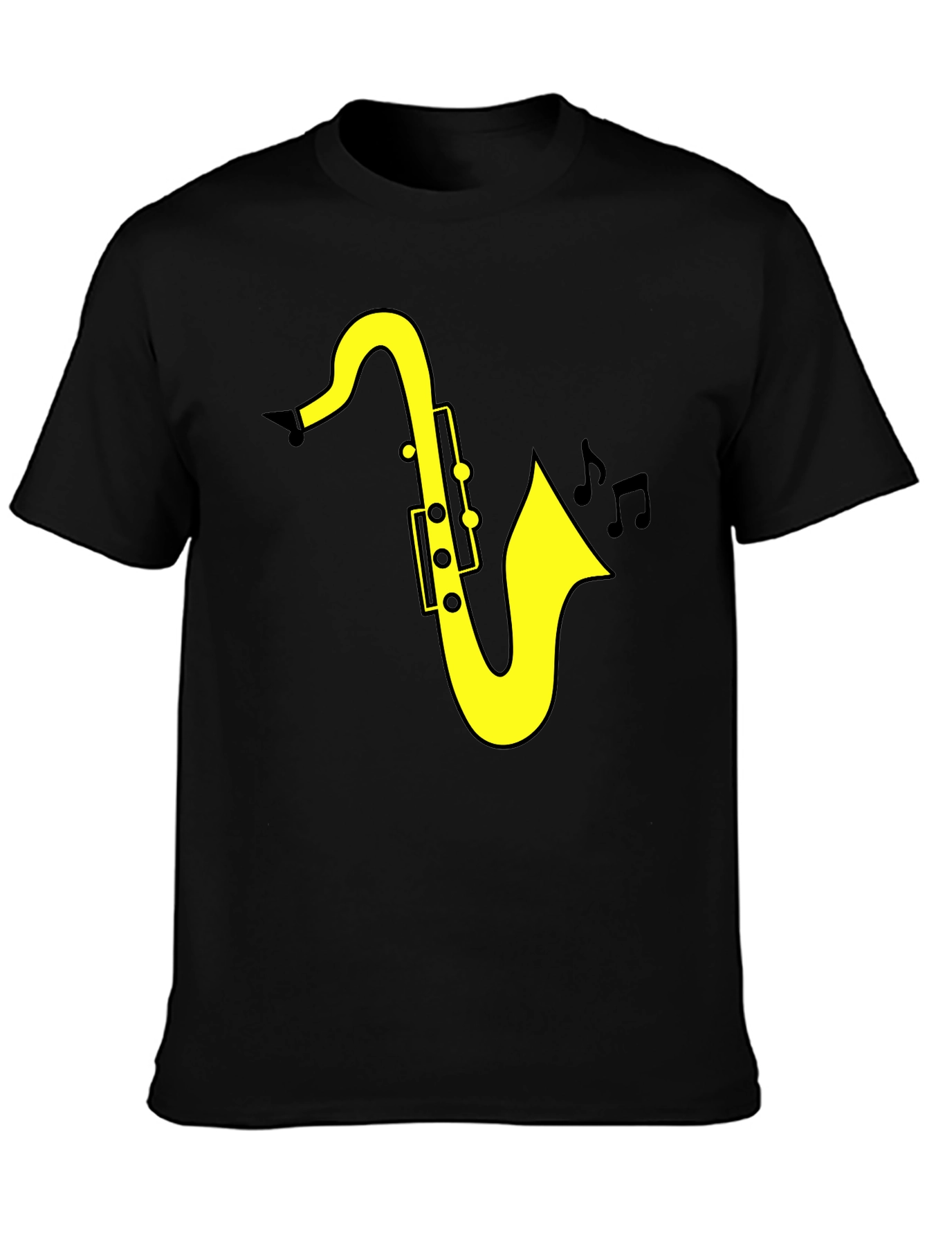 Black Saxophone Music T-Shirt - Black Cotton Tee for Musicians view 3
