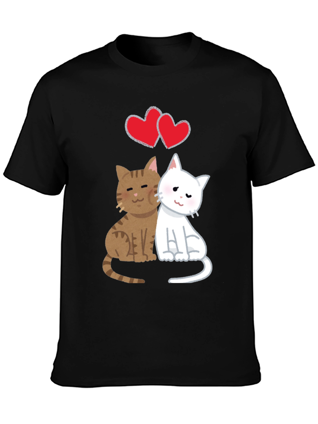 Black Cute Cats in Love T-Shirt view 3