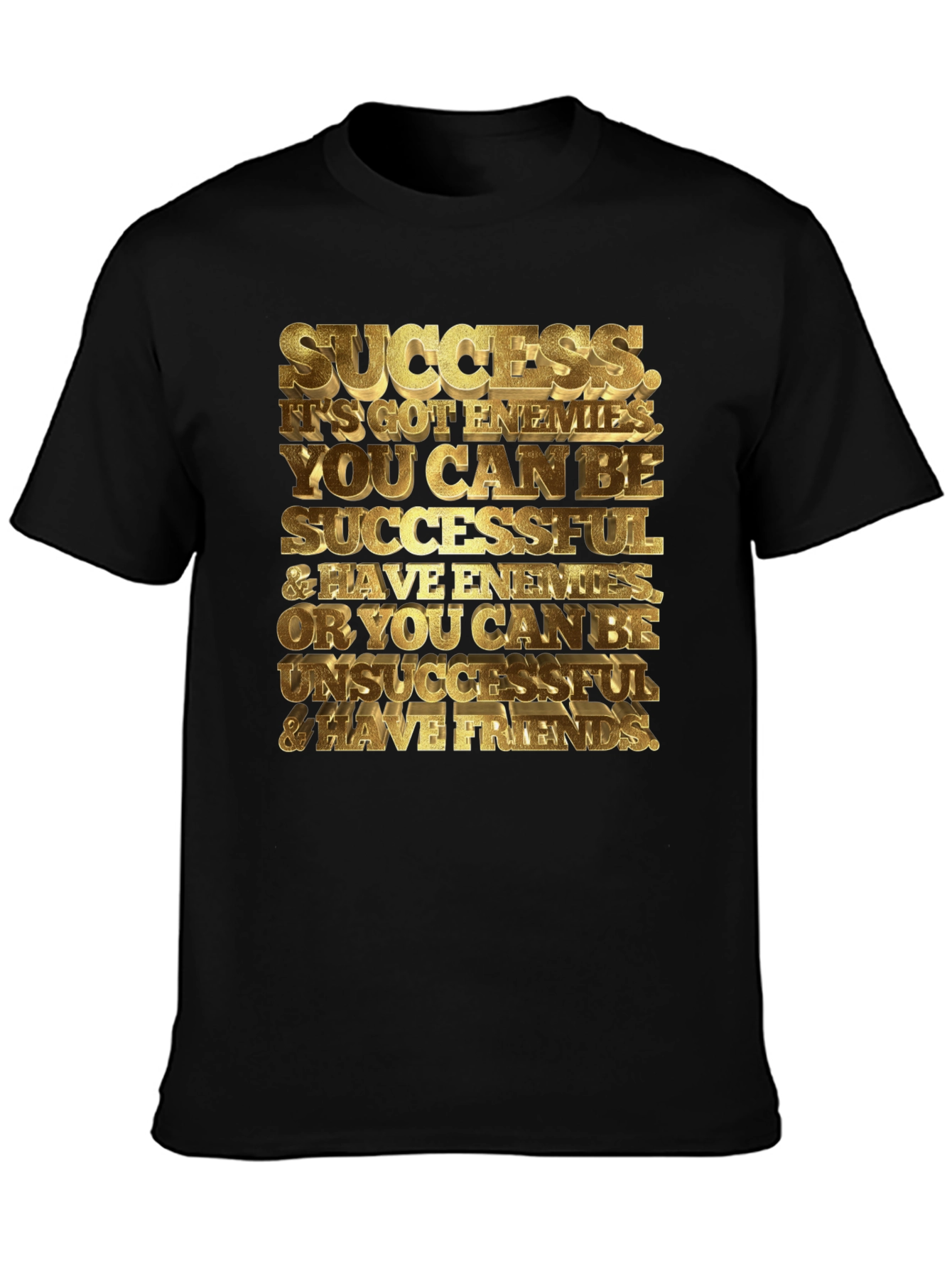 Black Success Motivational Black Graphic T-Shirt view 3