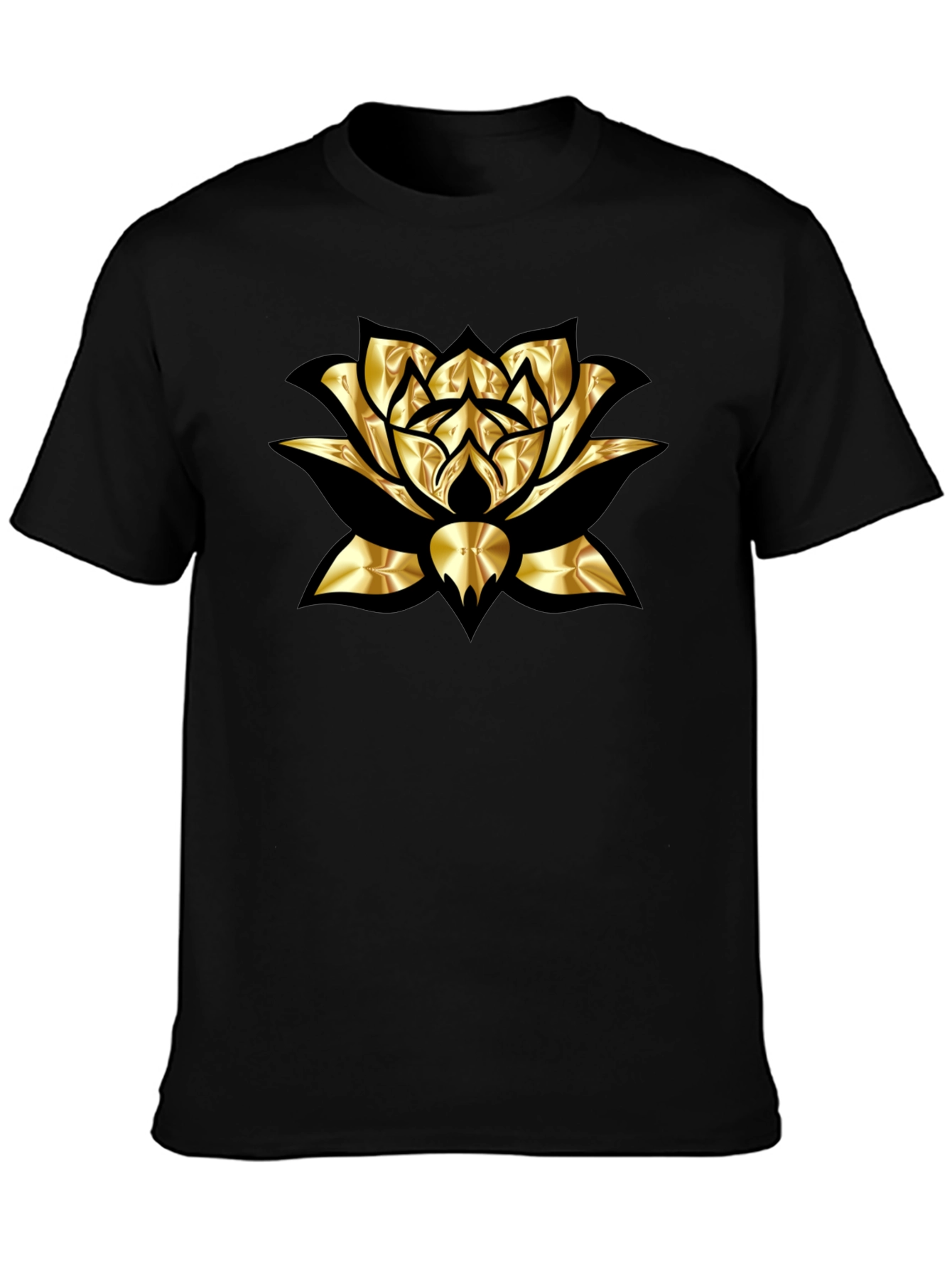 Black Golden Lotus Graphic Tee view 3
