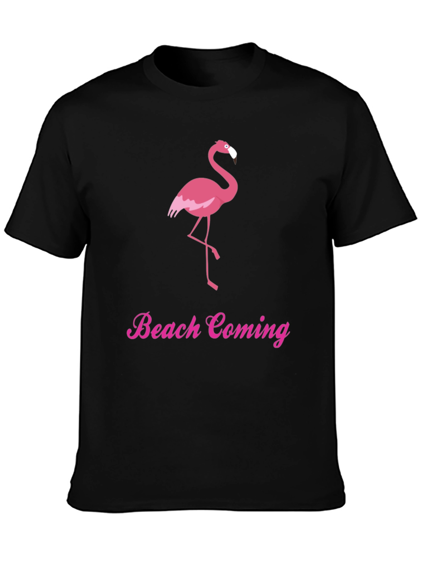 Black Beach Coming Flamingo T-Shirt view 3