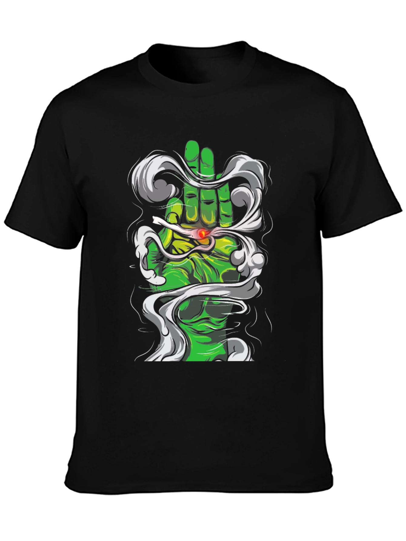 Black Green Hand Smoke T-Shirt view 3