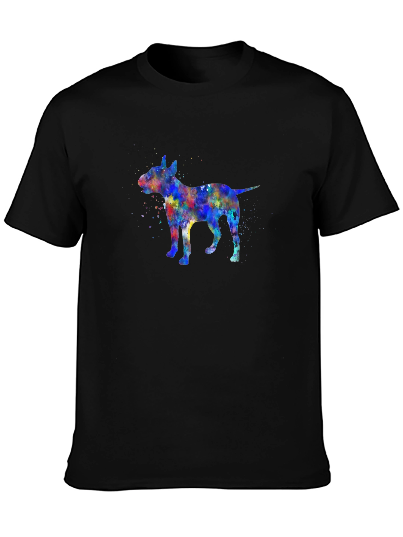 Black Watercolor Bull Terrier Graphic Tee - Black Cotton Blend view 3