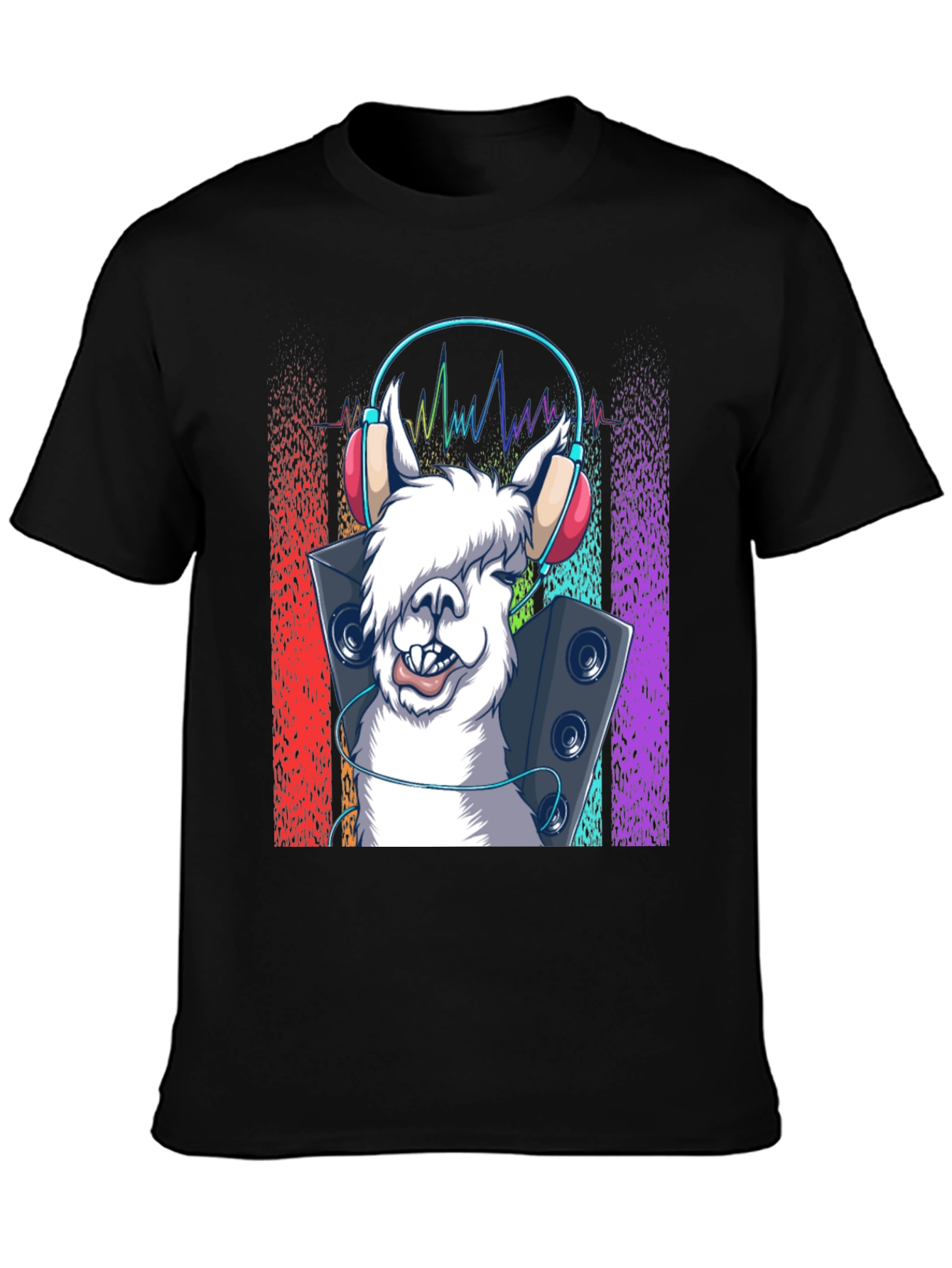 Black Llama DJ Graphic Tee - Music Lover T-Shirt view 3