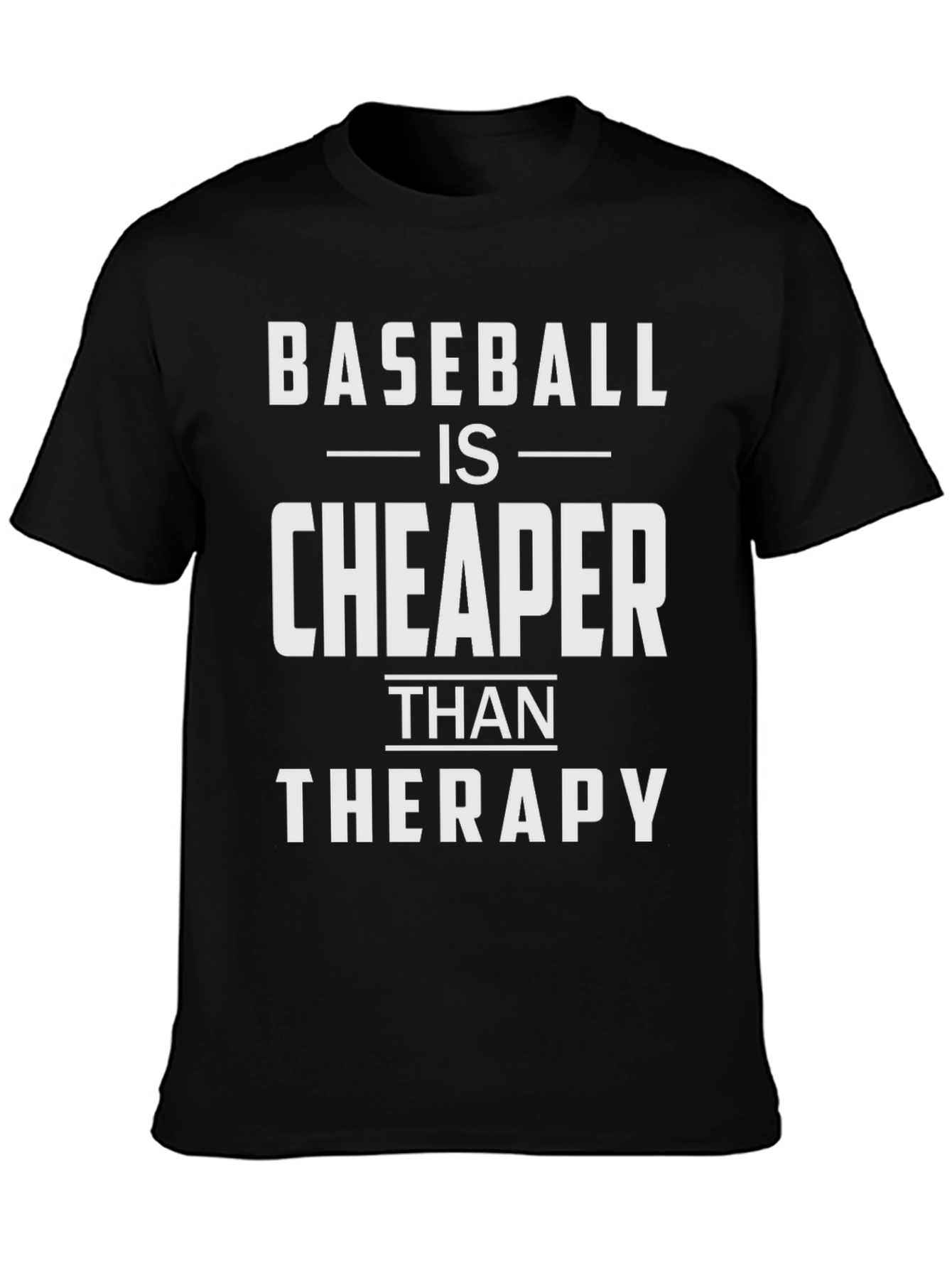Black Baseball is Cheaper Than Therapy Funny T-Shirt view 3
