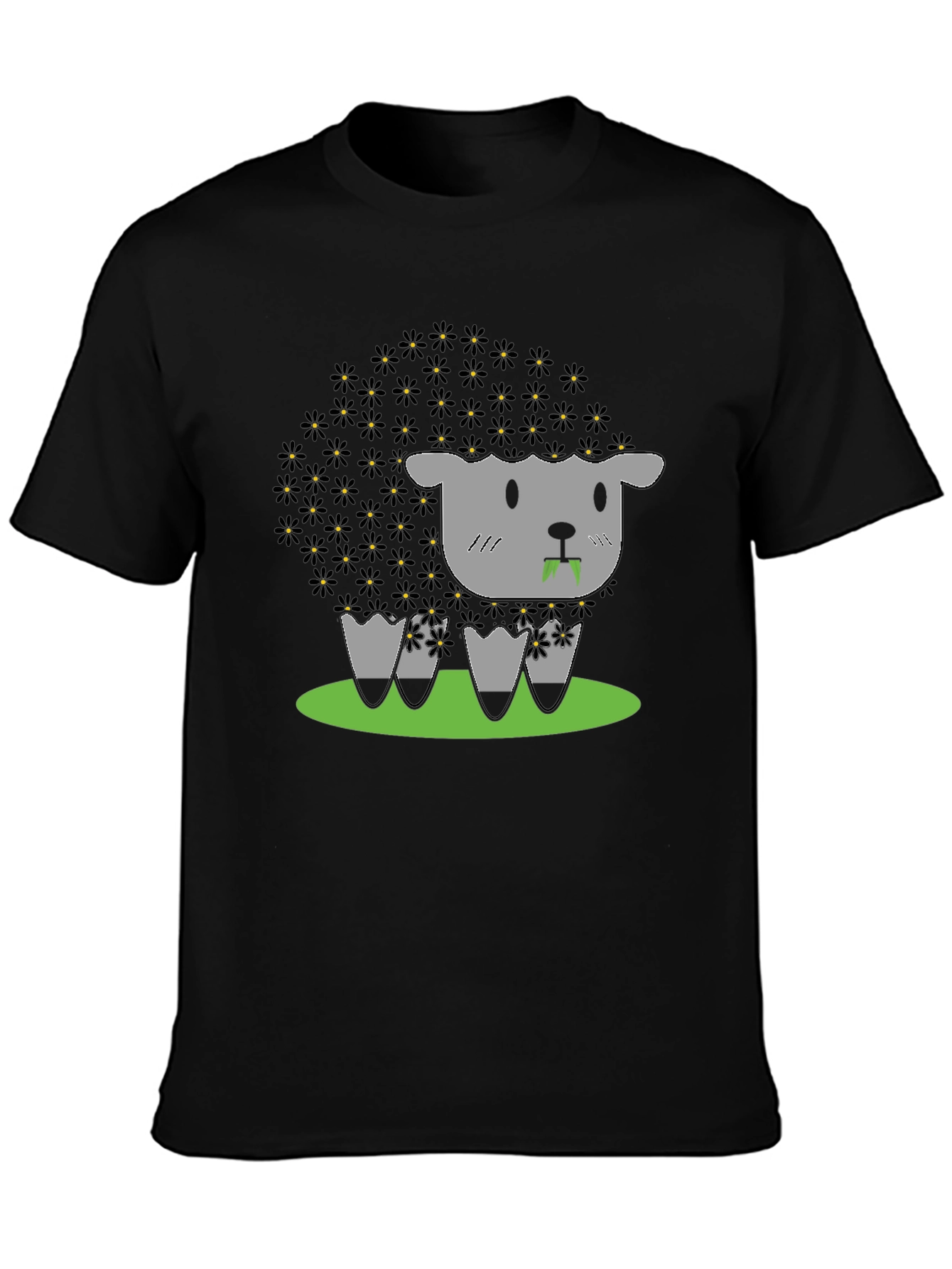 Black Black Sheep T-Shirt - Floral Wool Design view 3