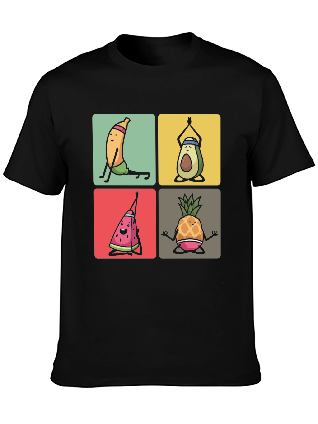 Black Yoga Fruit T-Shirt - Quirky & Comfortable Tee view 3
