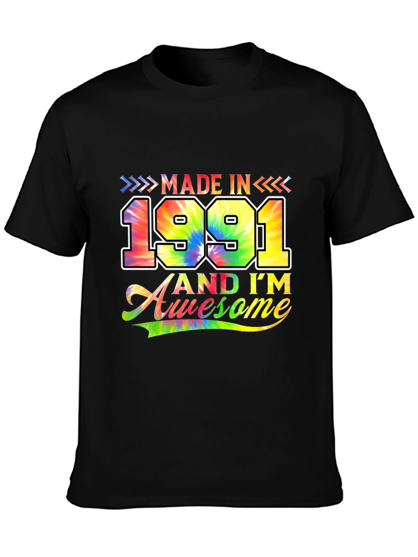 Black Made in 1991 Awesome T-Shirt view 3