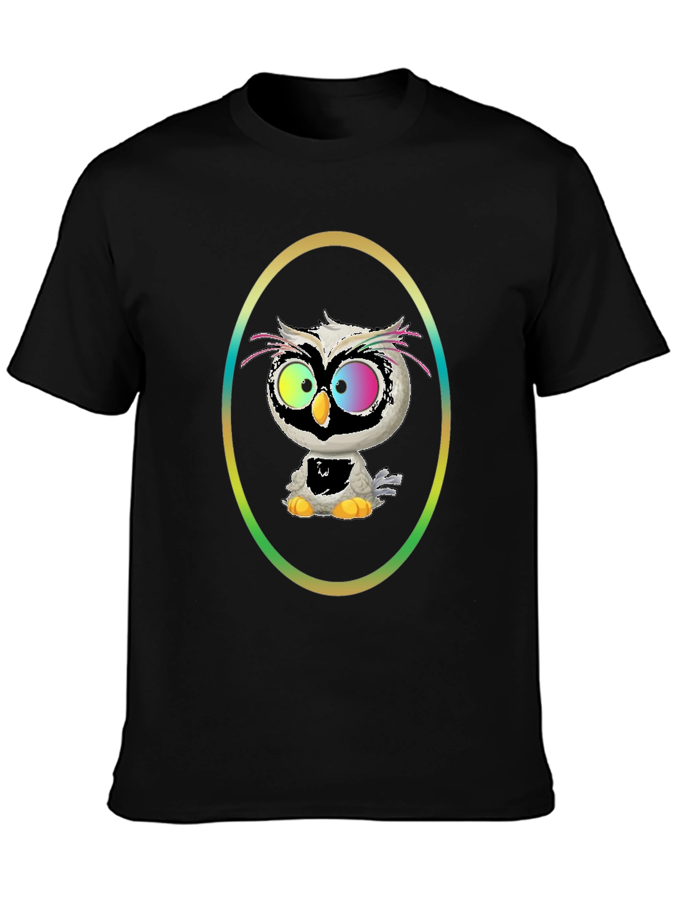 Black Owl Graphic Tee - Quirky Cartoon Bird view 3