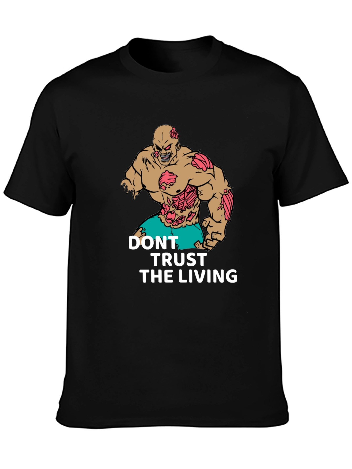 Zombie Graphic Tee - Don't Trust the Living - Men's Black T-Shirt - 3