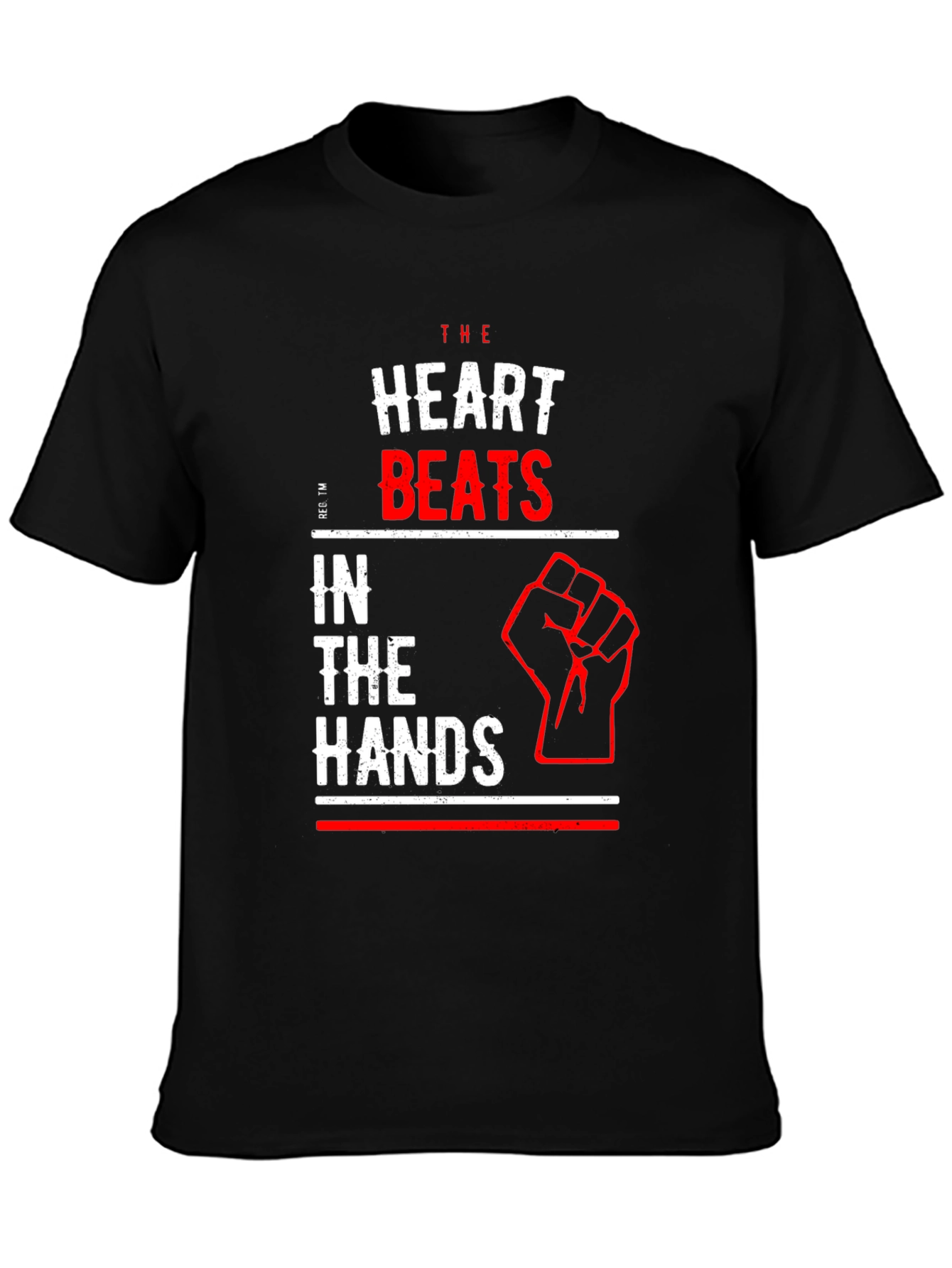 Black Heart Beats in the Hands Graphic Tee - Bold Statement T-Shirt view 3
