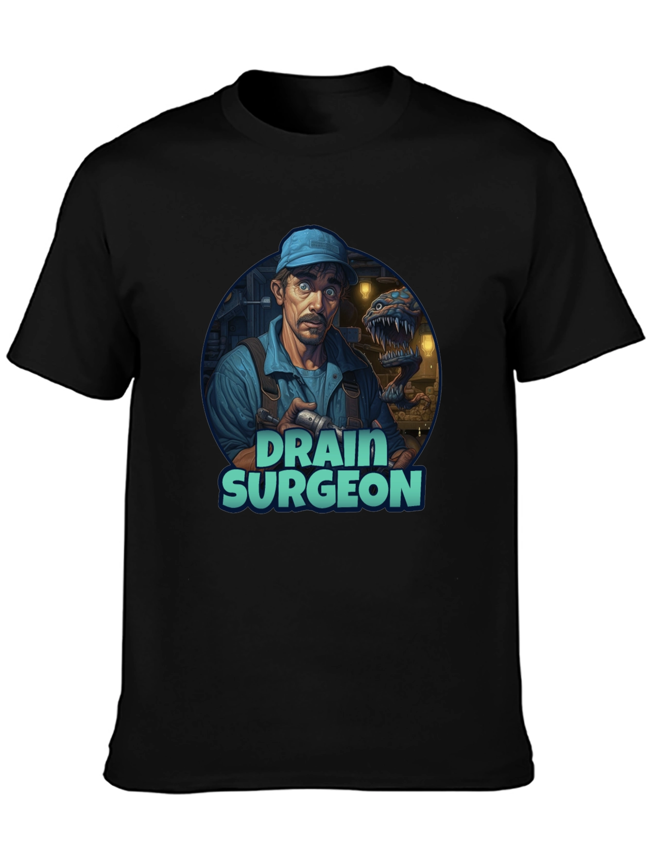 Black Drain Surgeon Graphic Tee - Unique Novelty T-Shirt view 3