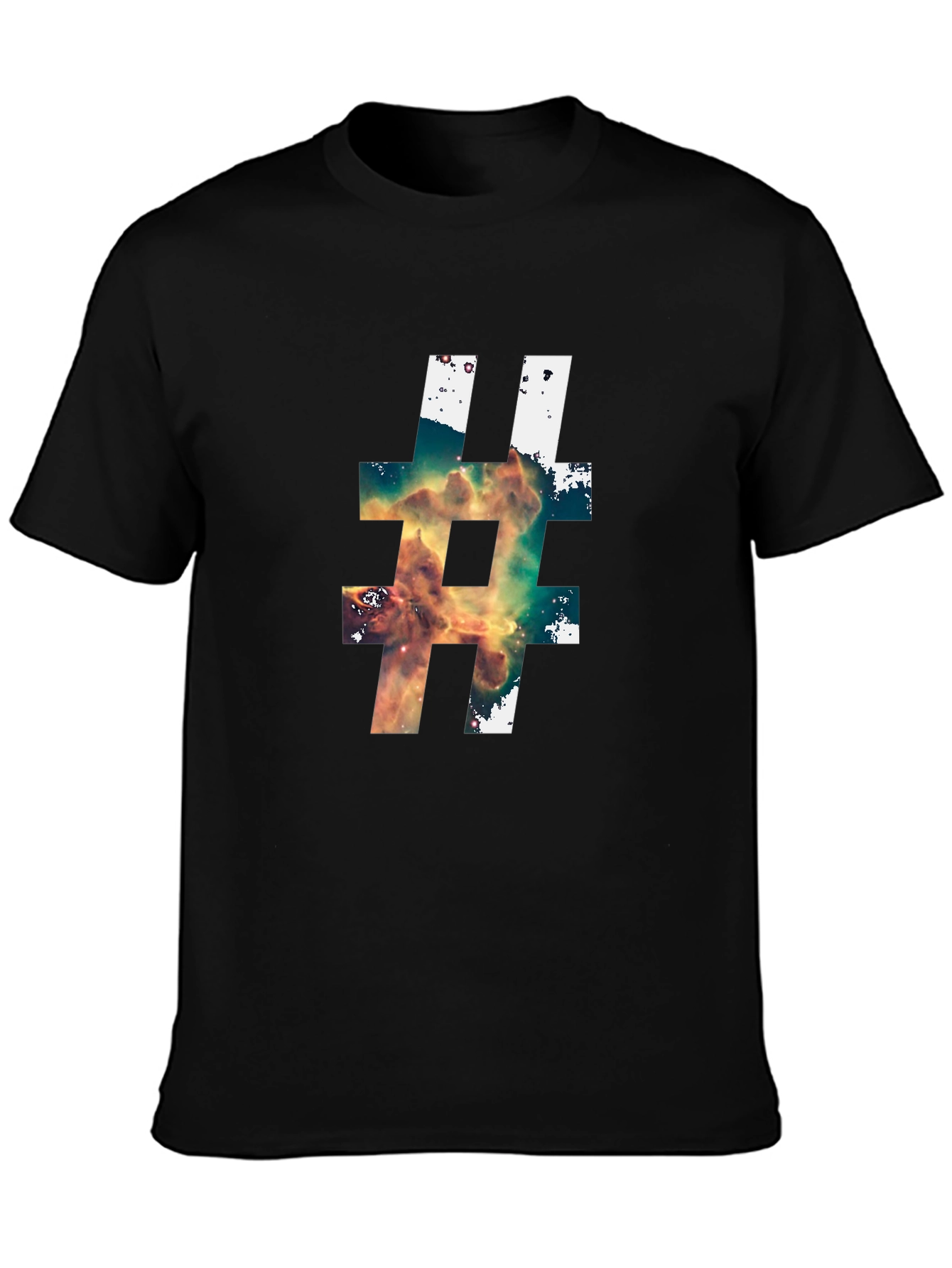 Black Nebula Hashtag Black T-Shirt view 3