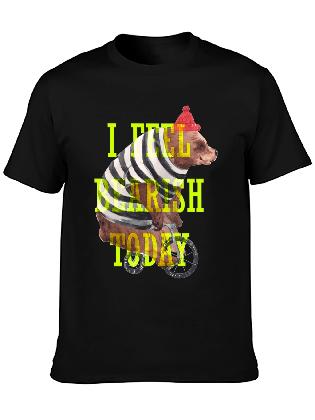 Black Bearish Today Graphic Tee - Black Cotton T-Shirt view 3