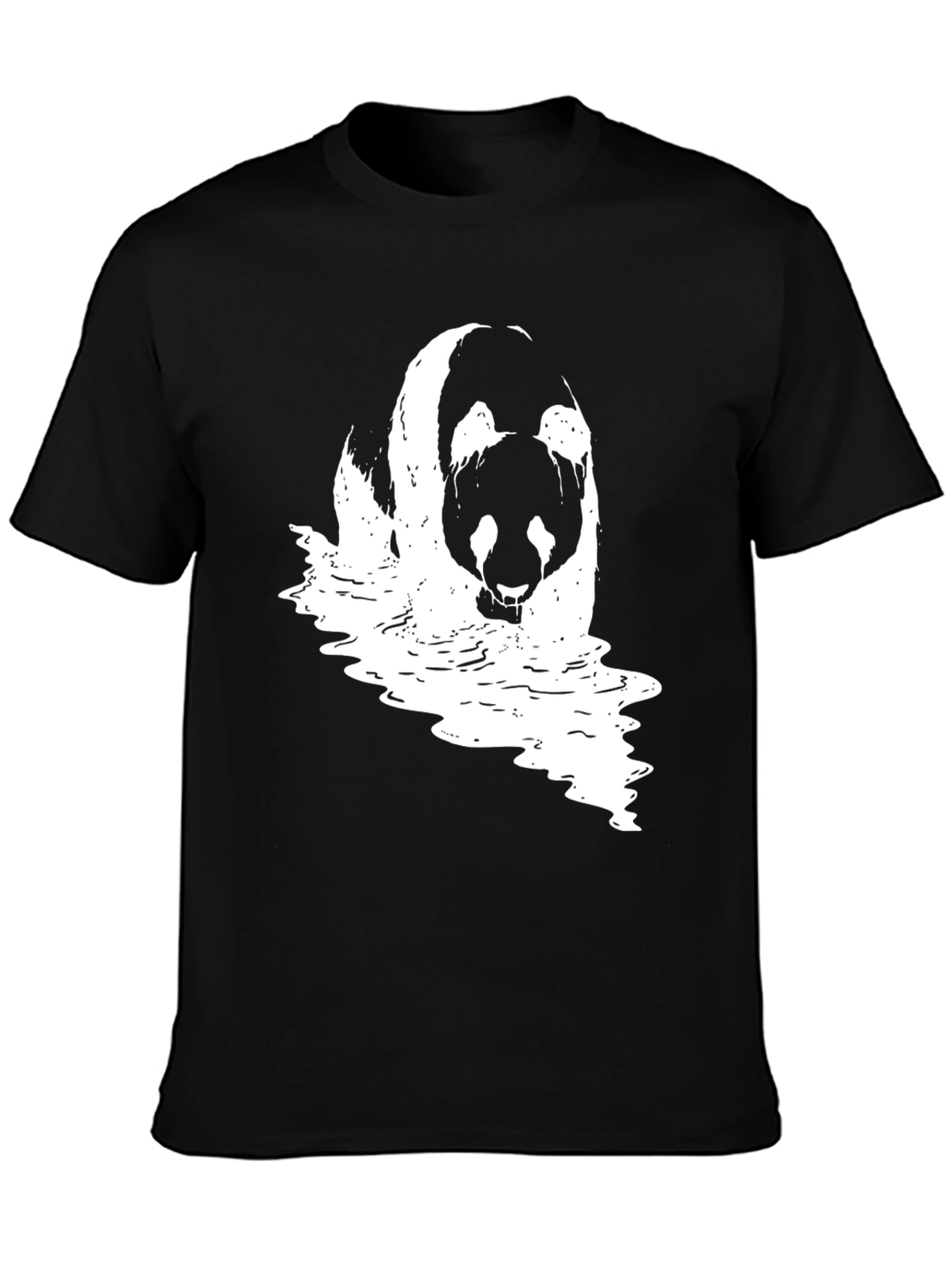 Black Panda Waves Black T-Shirt view 3